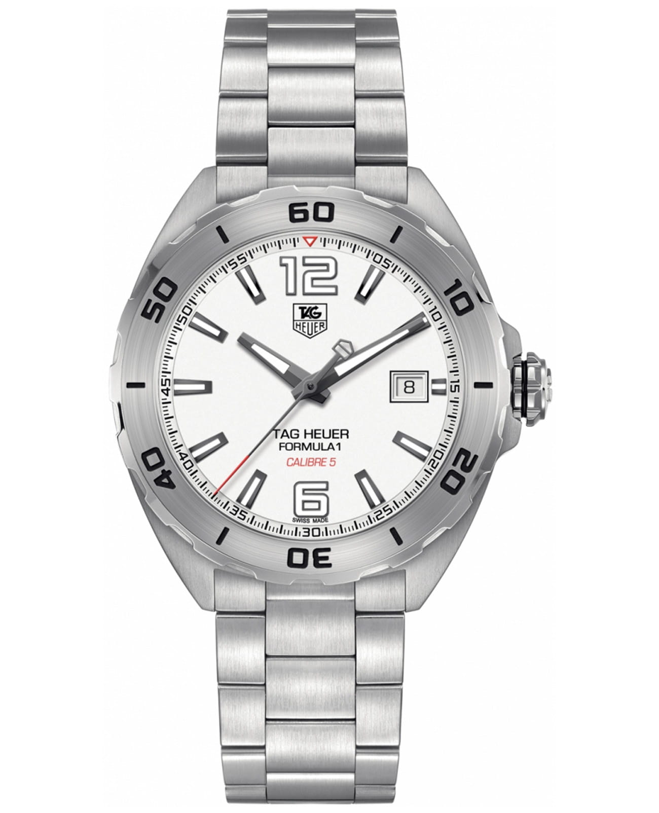 TAG Heuer TAG Heuer Formula 1 WAZ2114.BA0875  WAZ2114.BA0875 механические мужские часы белый циферблат, браслет нержавеющая сталь — вид спереди
