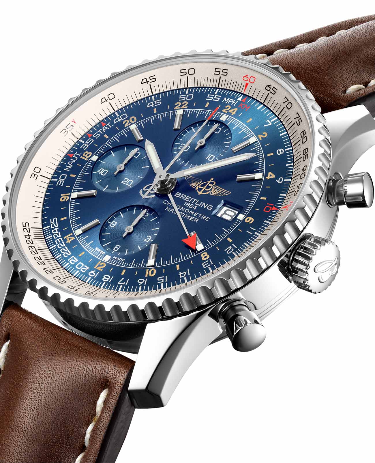 Breitling Breitling Navitimer Chronograph GMT 46 A24322121C1X2 , наручные мужские часы фото под углом