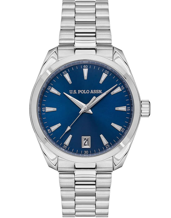 U.S. Polo Assn. U.S. Polo Assn. USPA1095-01  USPA1095-01 кварцевые мужские часы синий циферблат, браслет нержавеющая сталь — вид спереди