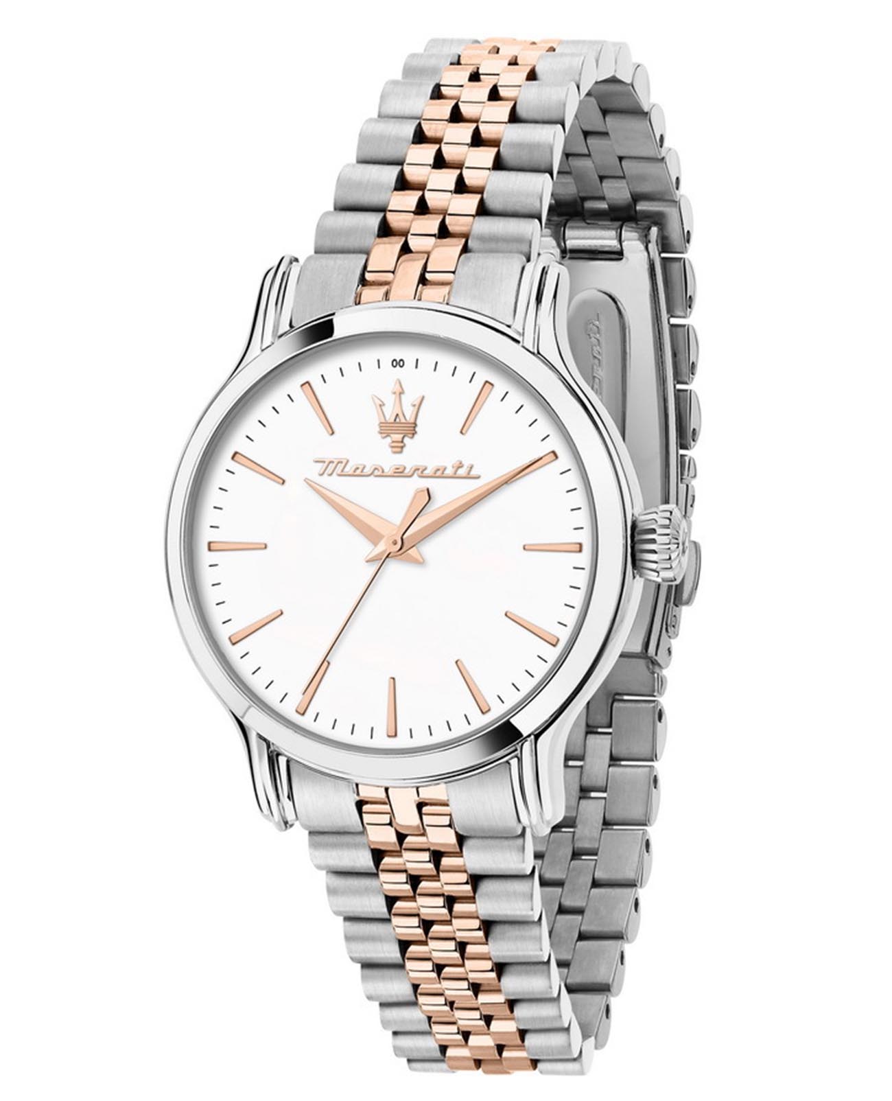 Maserati Maserati R8853118520  R8853118520 кварцевые женские часы белый циферблат, браслет сталь с ip покрытием — вид спереди