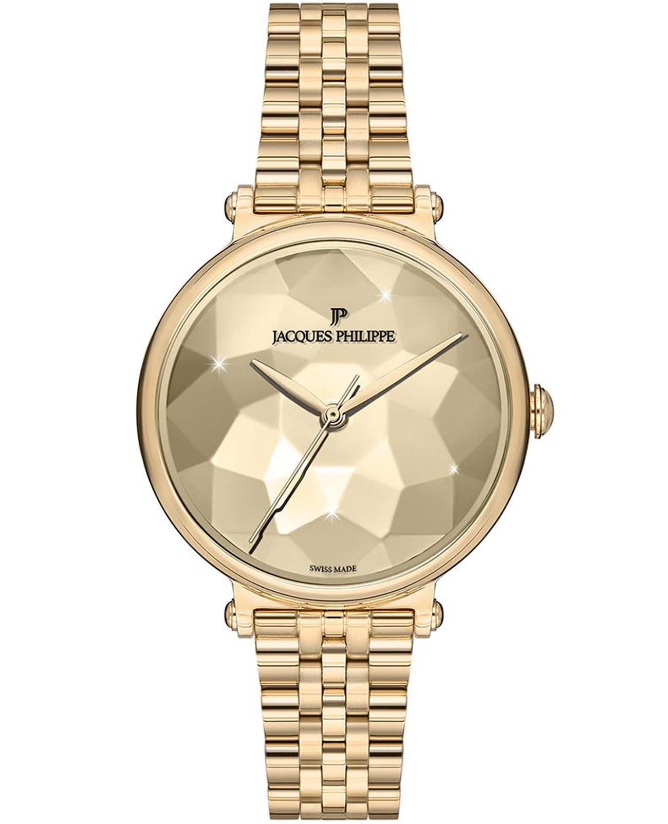 Jacques Philippe Jacques Philippe Cosmo JPQLS1123X4  JPQLS1123X4 кварцевые женские часы золотой циферблат, браслет нержавеющая сталь с ip-покрытием — вид спереди