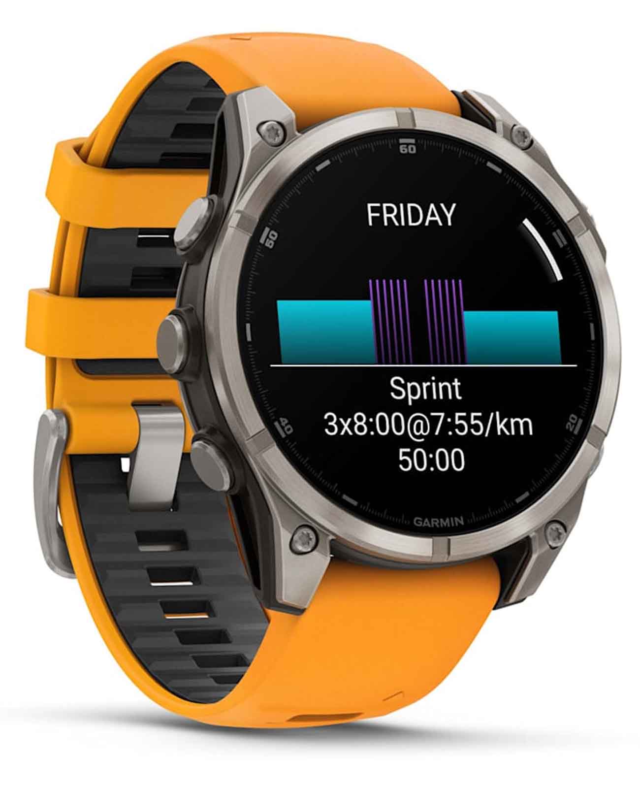 Garmin Garmin Fenix 8 47mm Amoled Sapphire Titanium Orange 010-02904-11 - наручные мужские часы наручные часы в перспективе  циферблат