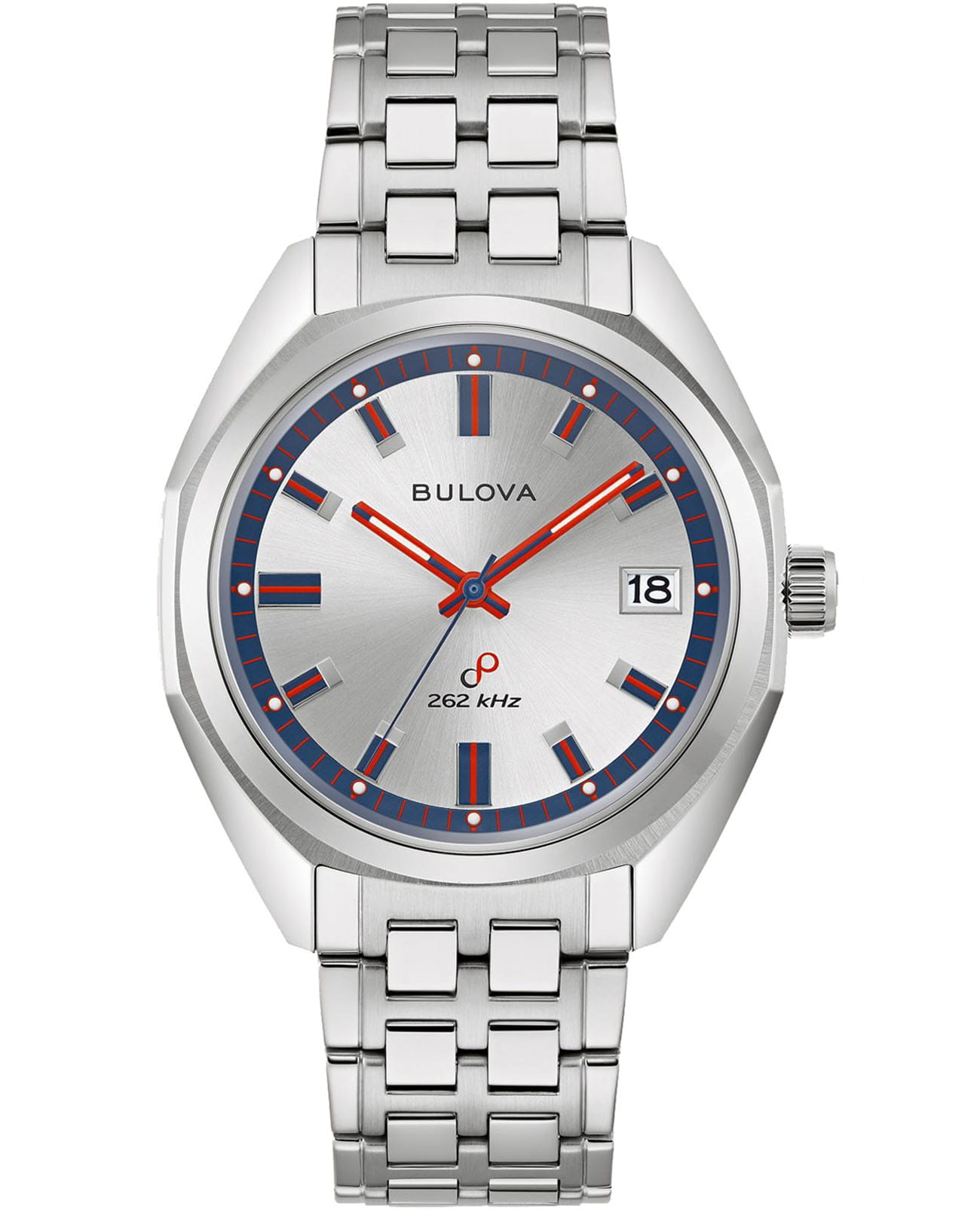 Bulova Bulova Jet Star 96K112  96K112 кварцевые мужские часы серебристый циферблат, браслет нержавеющая сталь — вид спереди