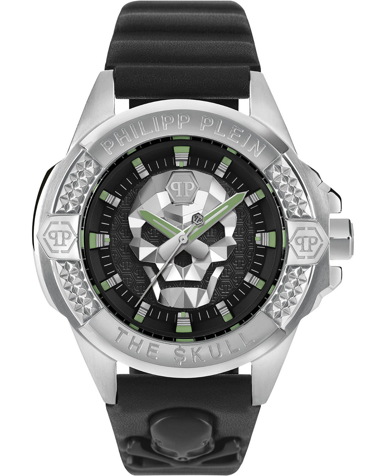 Philipp Plein Philipp Plein The Skull PWAAA0321  PWAAA0321 кварцевые мужские часы черный циферблат, браслет кожаный — вид спереди