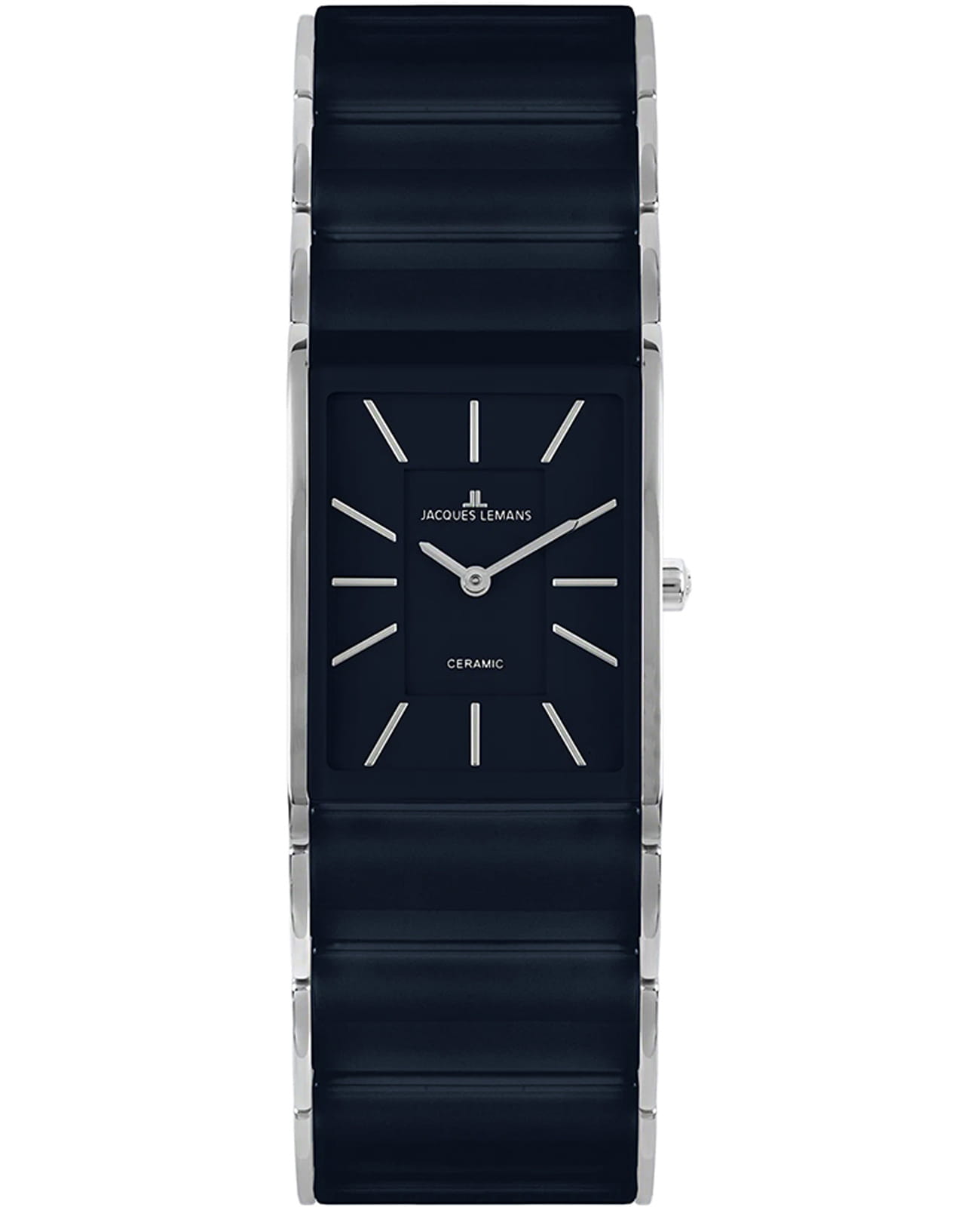 Jacques Lemans Jacques Lemans Dublin 1-1940Q  1-1940Q кварцевые женские часы синий циферблат, браслет сталь + керамические вставки — вид спереди