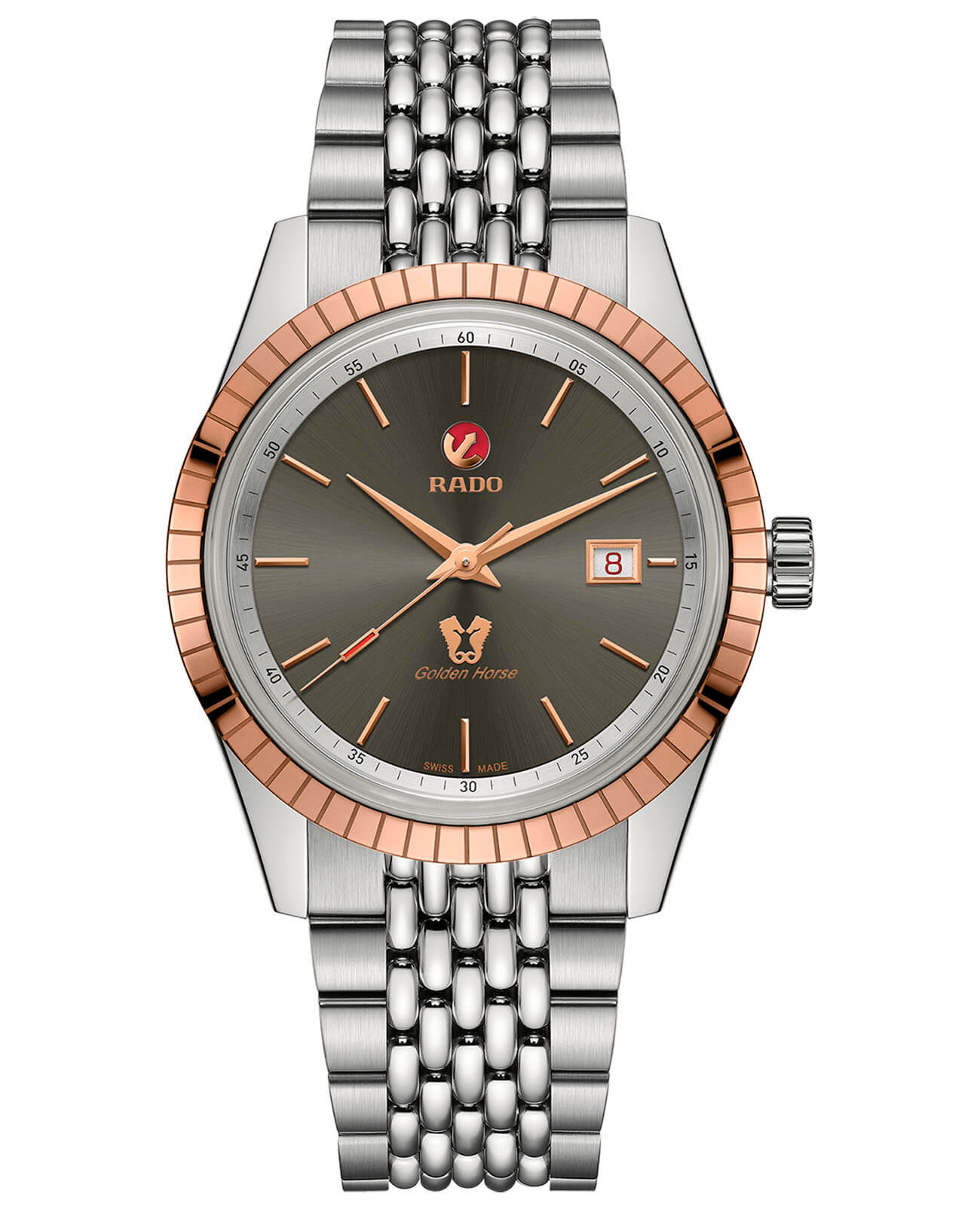 Rado Rado Golden Horse Automatic R33100103 Automatic R33100103 механические мужские часы антрацитовый циферблат, браслет нержавеющая сталь — вид спереди