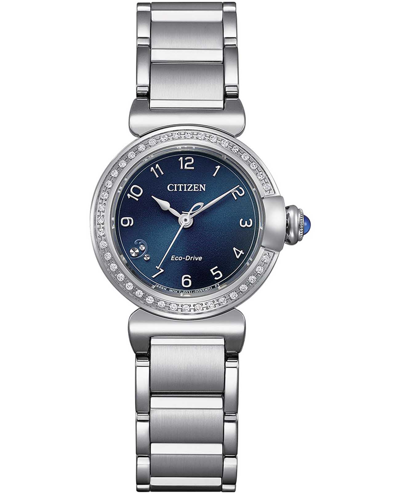 Citizen Citizen Citizen L EM1120-87L  EM1120-87L кварцевые женские часы синий циферблат, браслет нержавеющая сталь — вид спереди