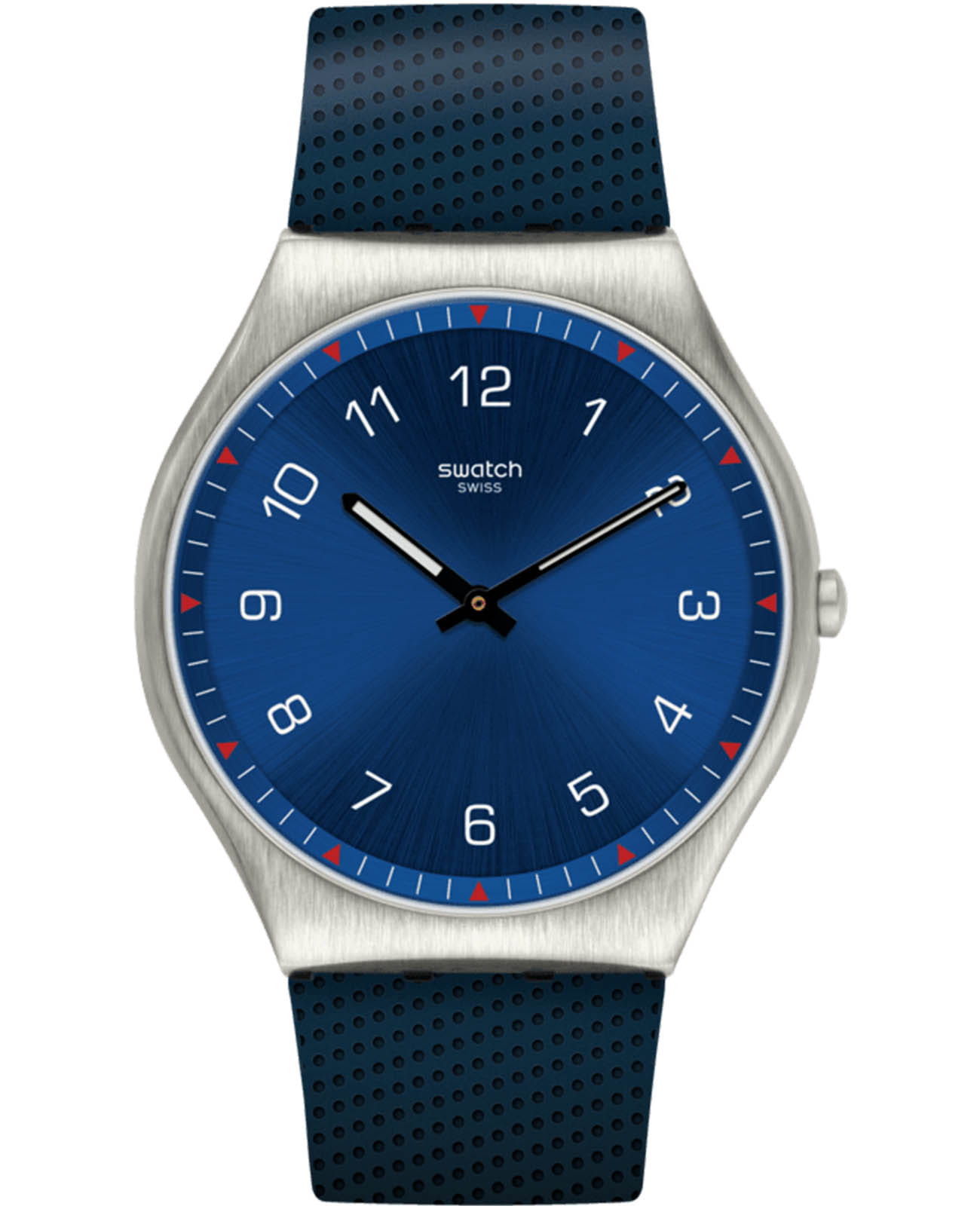 Swatch Swatch Skin Irony 42 SS07S102  SS07S102 кварцевые мужские часы синий циферблат, браслет резина — вид спереди