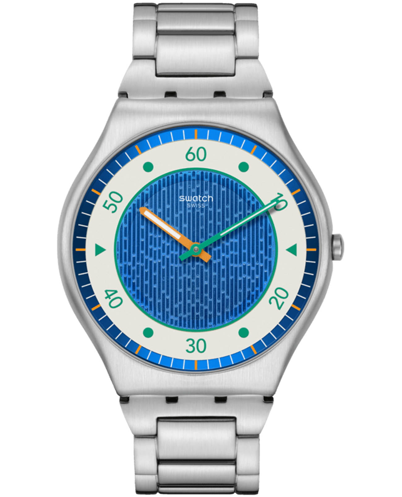 Swatch Swatch Skin Irony 42 SS07S143G  SS07S143G кварцевые женские часы синий циферблат, браслет нержавеющая сталь — вид спереди