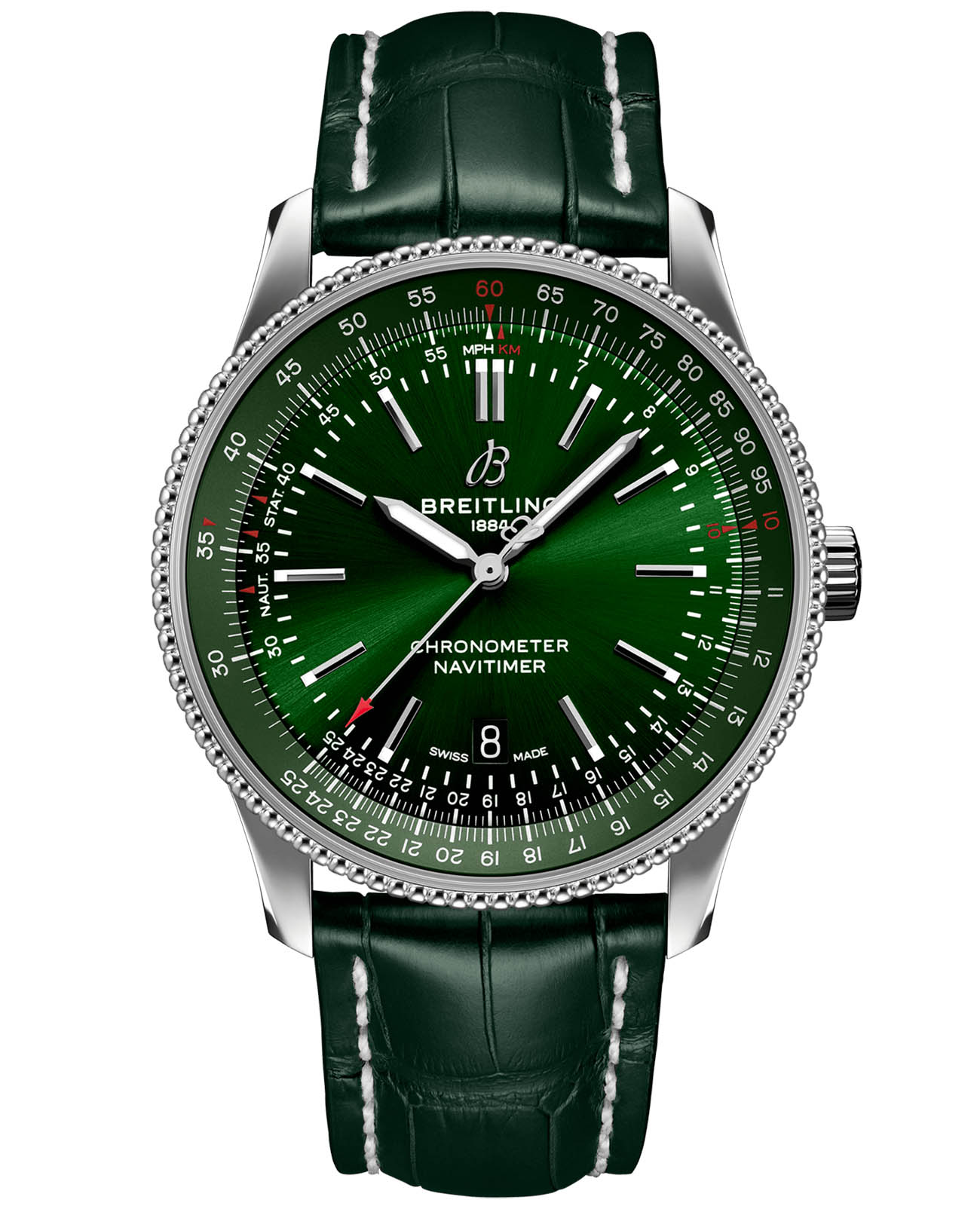 Breitling Breitling Navitimer Automatic 41 A17326361L1P2  A17326361L1P2 механические мужские часы зеленый циферблат, браслет кожаный — вид спереди