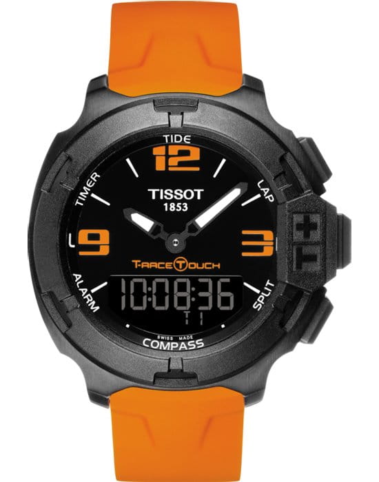 Tissot Tissot T-Race Touch Aluminium T081.420.97.057.02 T Race T0814209705702 кварцевые мужские часы черный циферблат, браслет силикон — вид спереди