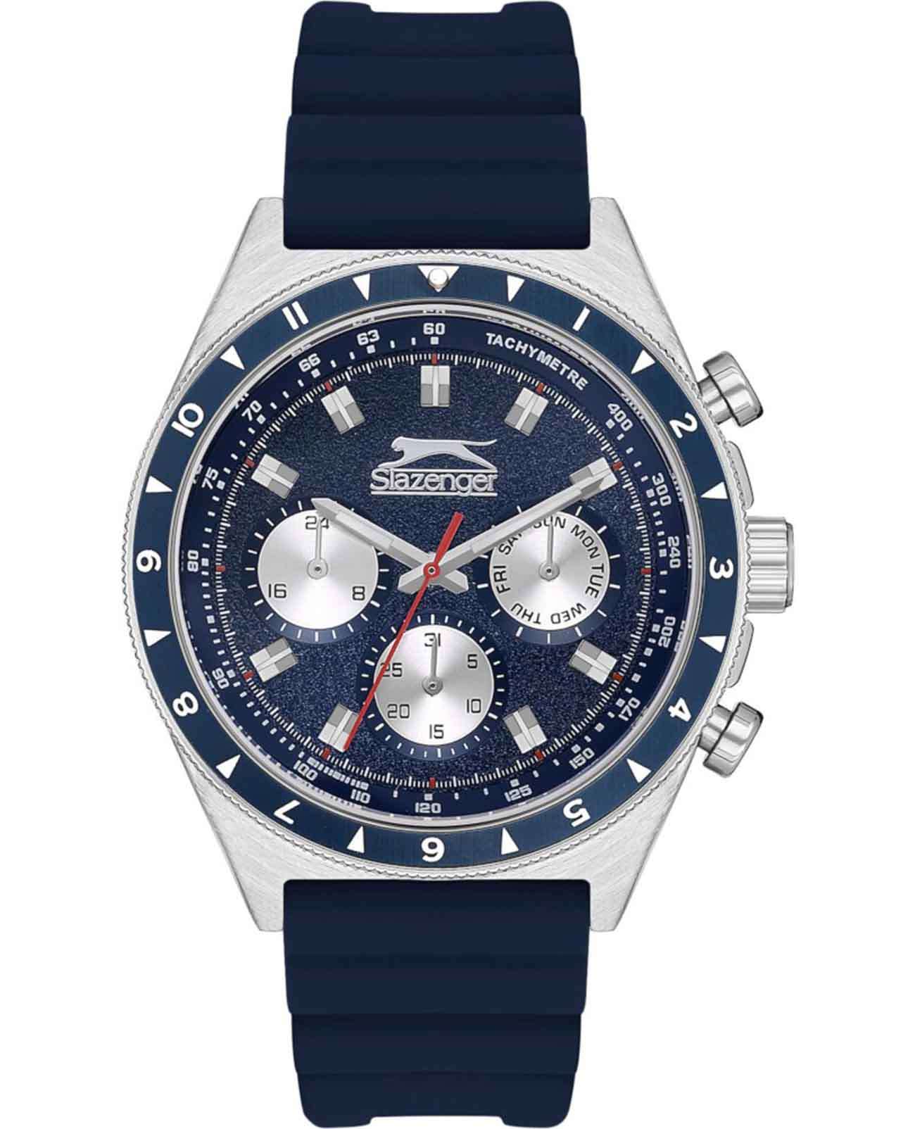 Slazenger Slazenger SL.09.2247.2.02  SL.09.2247.2.02 кварцевые мужские часы синий циферблат, браслет резина — вид спереди