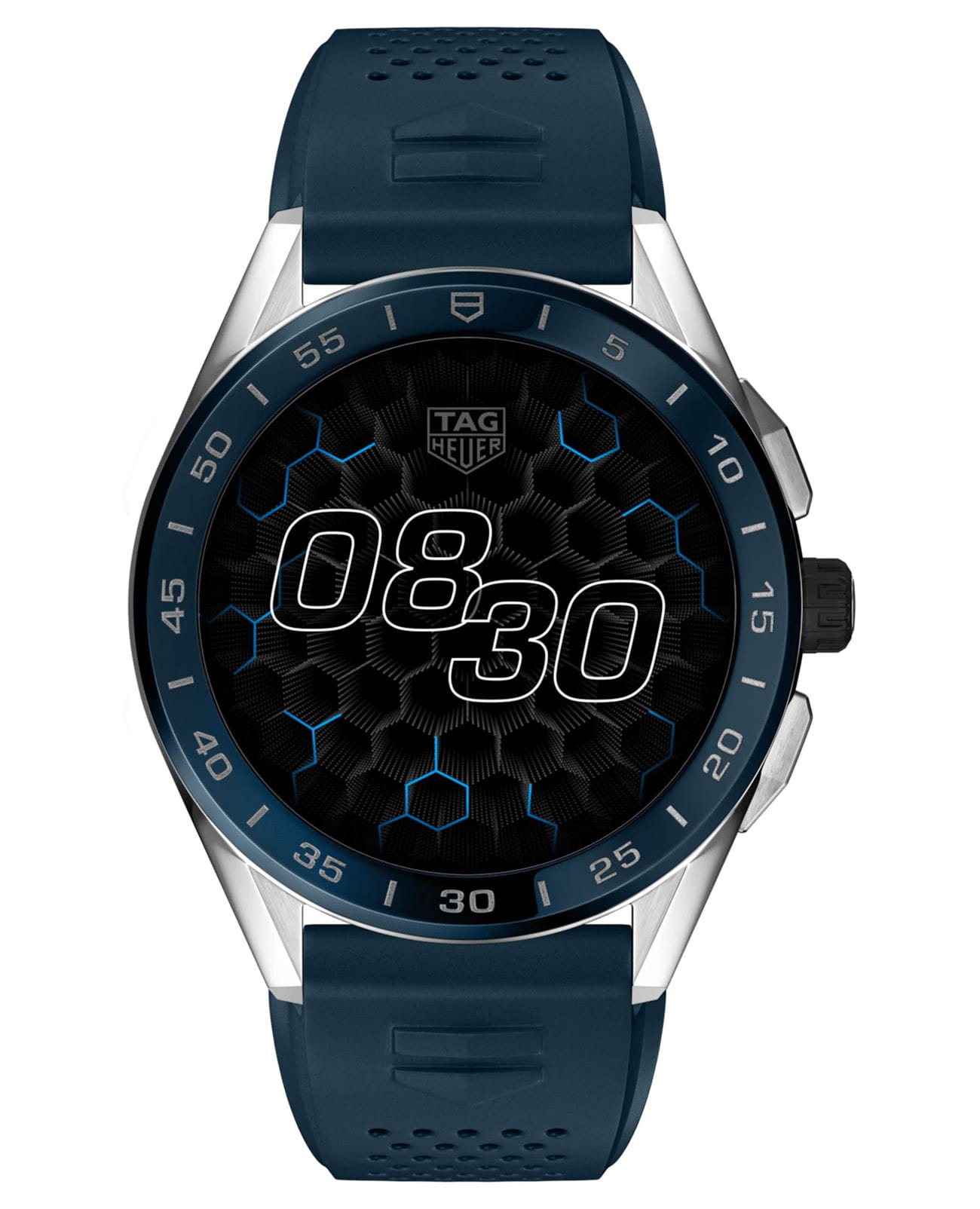 TAG Heuer TAG Heuer Connected Calibre E3 - 45 mm SBG8A11.BT6220  SBG8A11.BT6220 электронные мужские часы черный циферблат, браслет каучук — вид спереди