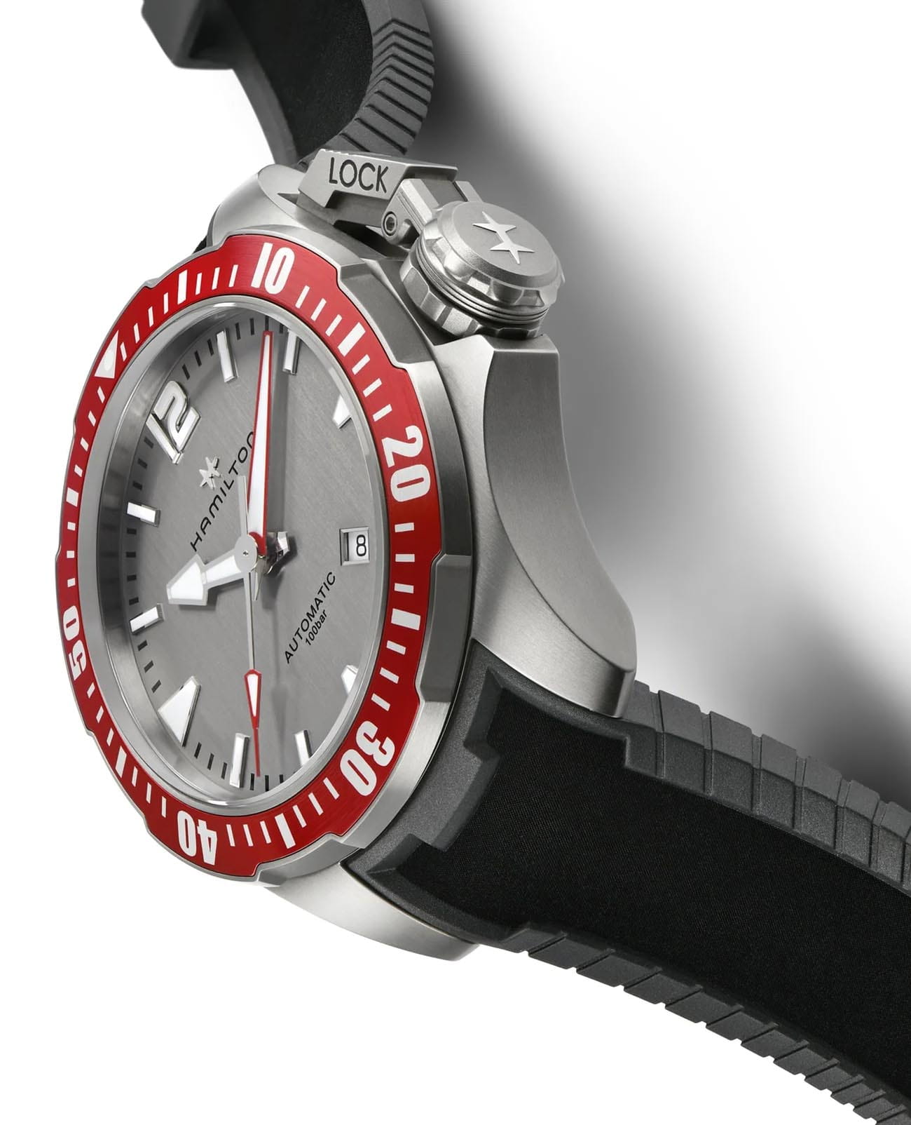 Оригинальные часы Hamilton Hamilton Khaki Navy Frogman Titanium Auto H77805380 механические калибр механизма h-10 общий вид