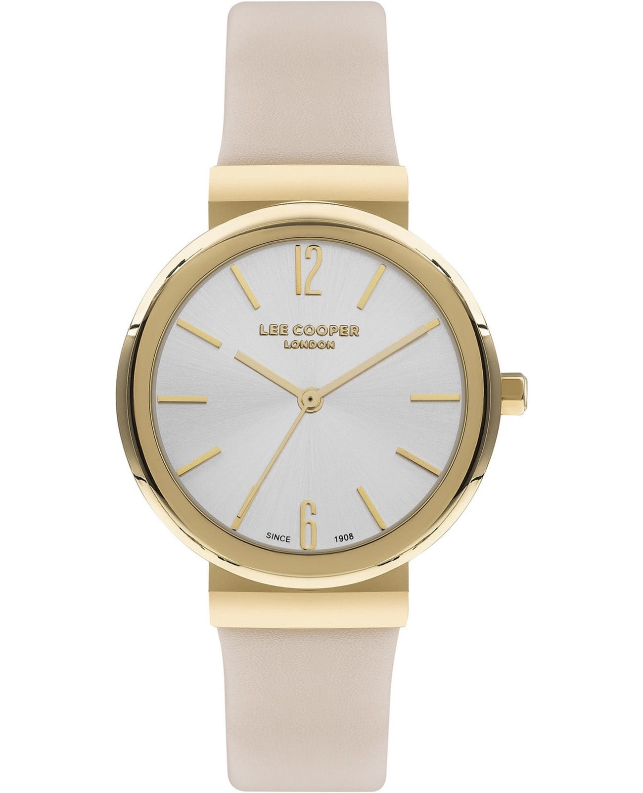 Lee Cooper Lee Cooper LC07624.134  LC07624.134 кварцевые женские часы серебристый циферблат, браслет кожаный — вид спереди