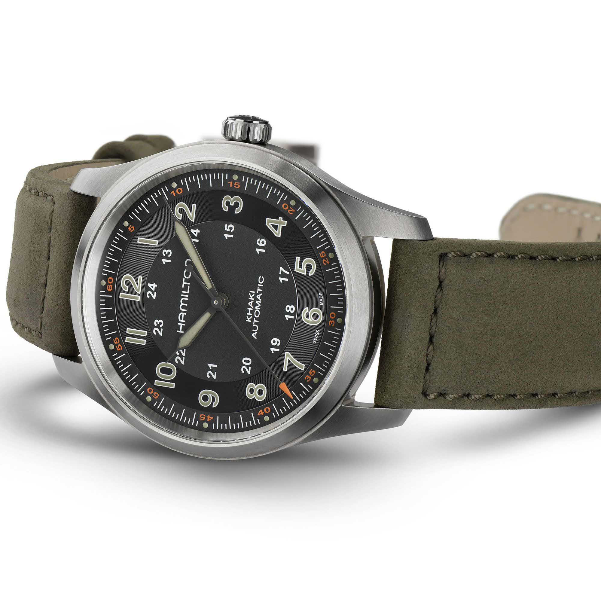 Hamilton Hamilton Khaki Field Titanium Auto H70205830  — детали корпуса и кожаный