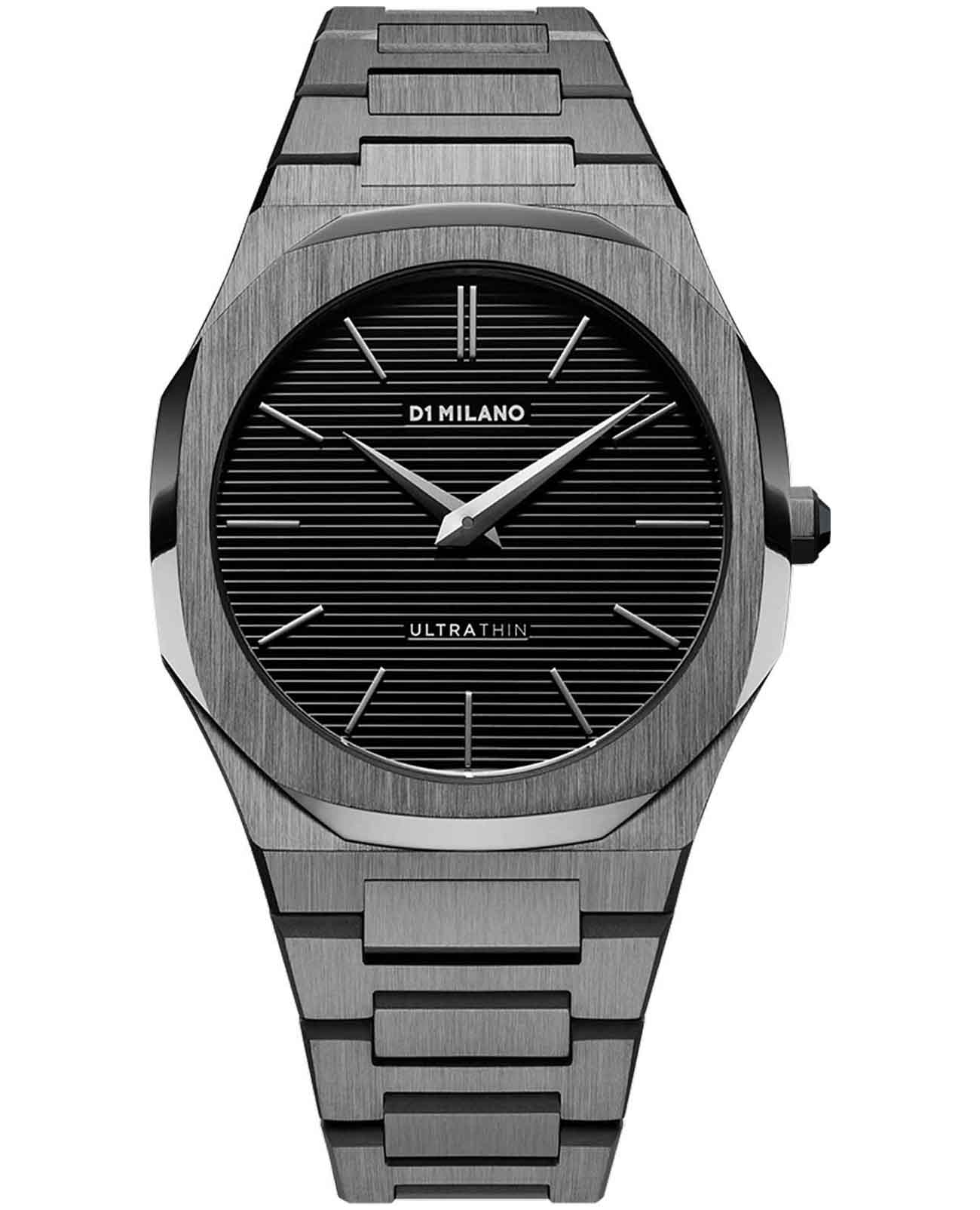D1 Milano D1 Milano Ultra Thin UTBJ15  UTBJ15 кварцевые мужские часы черный циферблат, браслет нержавеющая сталь с pvd-покрытием — вид спереди