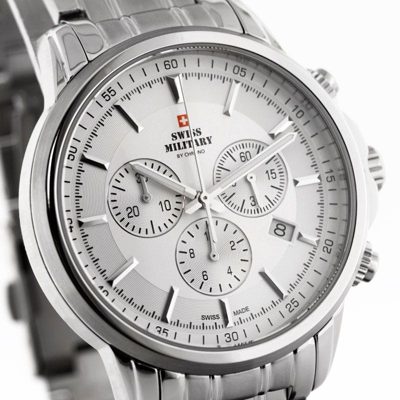 Swiss Military by Chrono Swiss Military by Chrono SM34052.02 кварцевые мужские часы часы крупный план белый циферблата