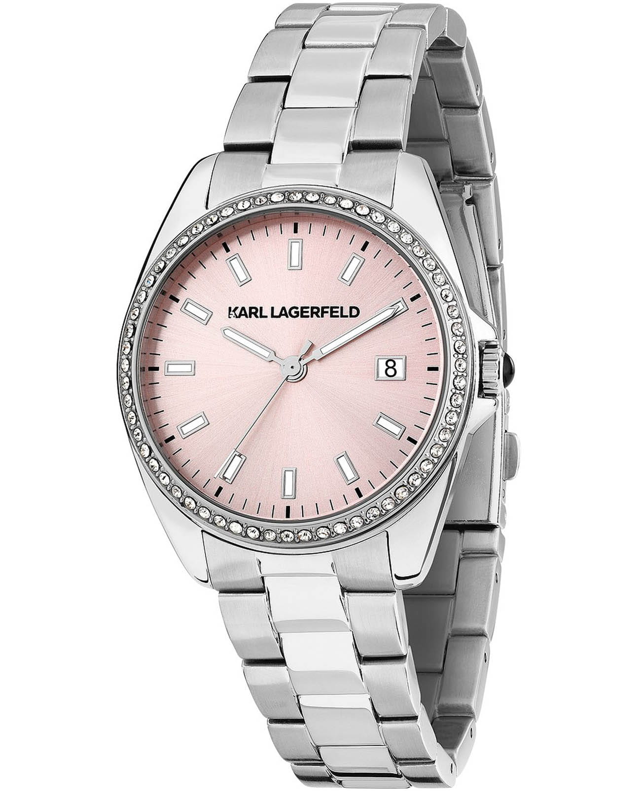Karl Lagerfeld Karl Lagerfeld Round Essentials R0553101512  R0553101512 кварцевые женские часы розовый циферблат, браслет нержавеющая сталь — вид спереди