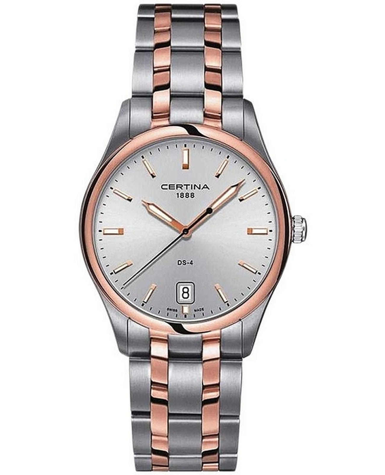 Certina Certina DS-4 C022.410.22.031.00  C0224102203100 кварцевые мужские часы серебристый циферблат, браслет нержавеющая сталь — вид спереди