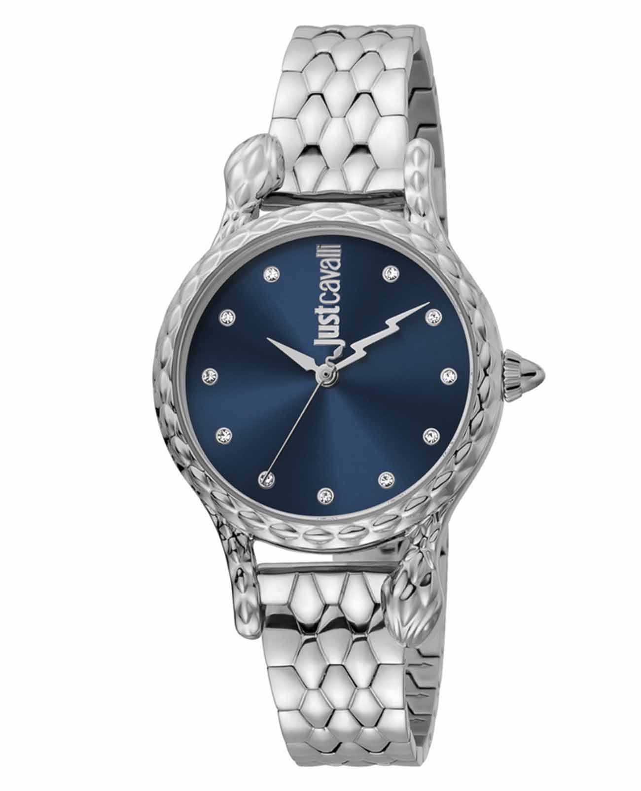Just Cavalli Just Cavalli Animalier JC1L125M0055  JC1L125M0055 кварцевые женские часы синий циферблат, браслет нержавеющая сталь — вид спереди