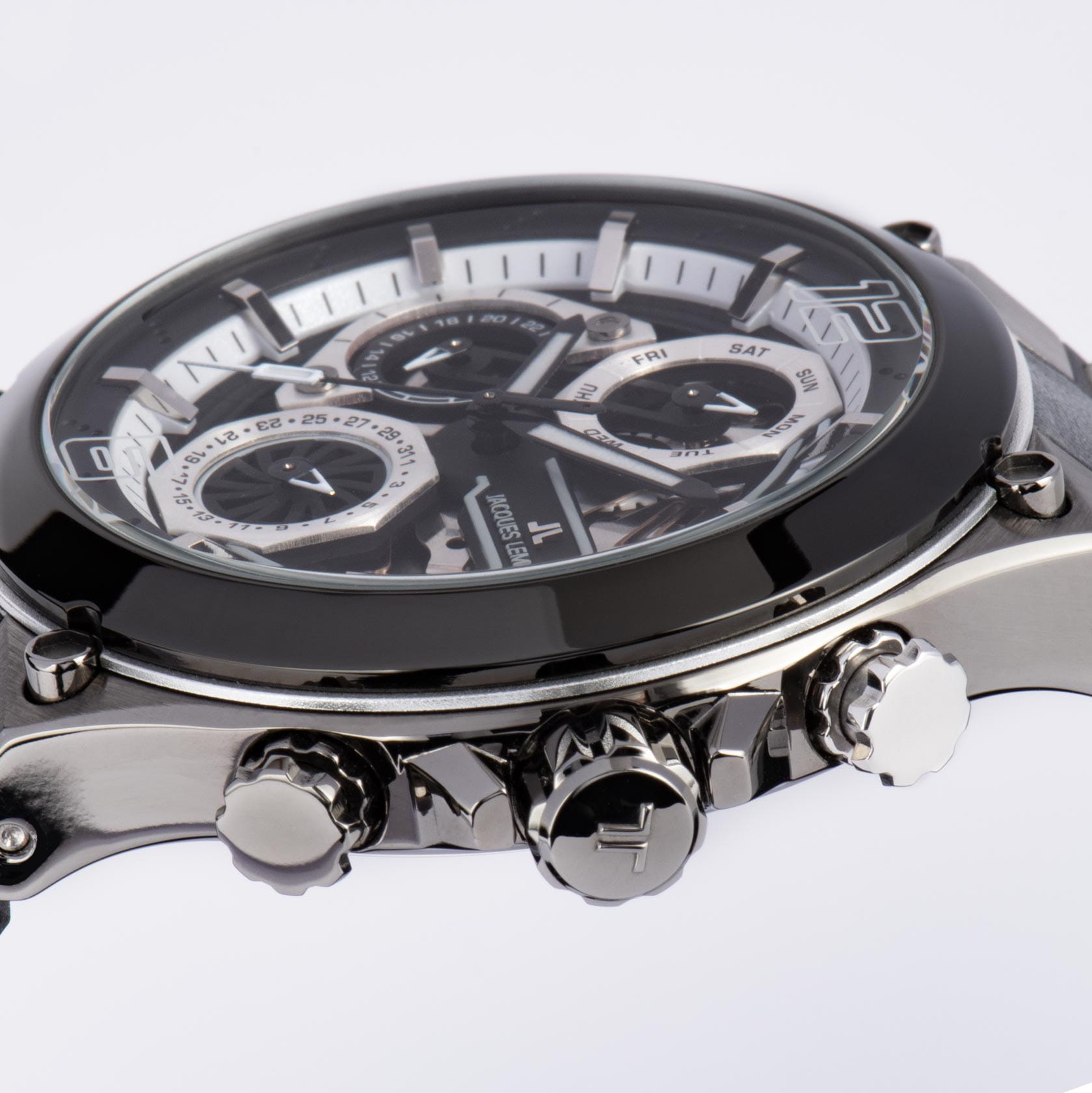 Jacques Lemans Jacques Lemans Sport 1-2150A,  австрия мужские часы на браслете кожаный боковой вид