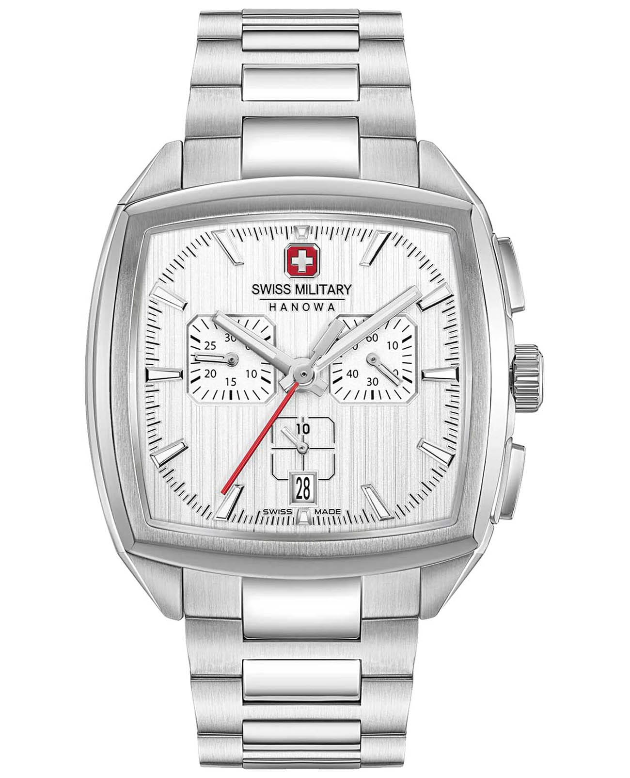 Swiss Military Hanowa Swiss Military Hanowa Starlight SMWGI0004303  SMWGI0004303 кварцевые мужские часы серебристый циферблат, браслет нержавеющая сталь — вид спереди