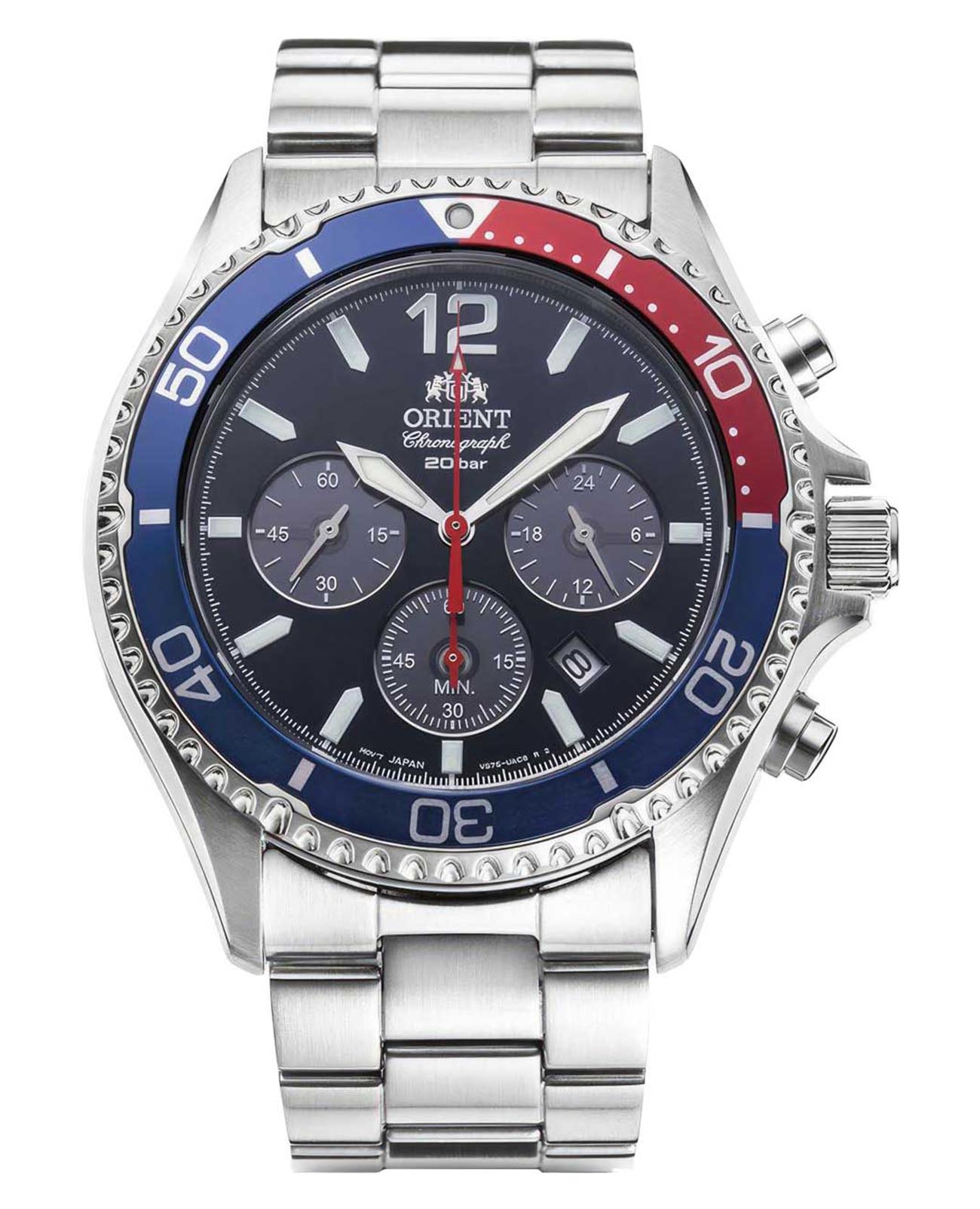 Orient Orient Chronograph RA-TX0201L (RN-TX0201L)  RA-TX0201L кварцевые мужские часы черный циферблат, браслет нержавеющая сталь — вид спереди
