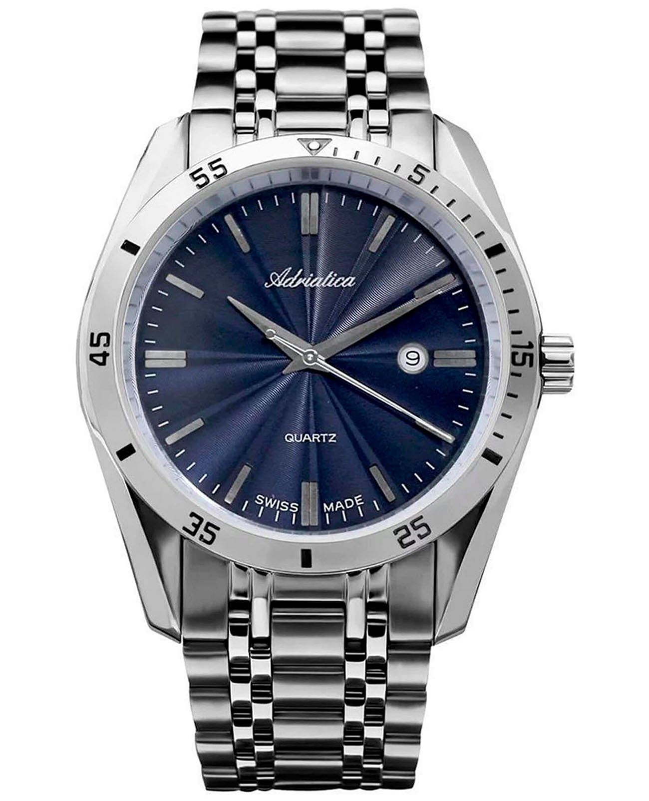 Adriatica Adriatica Premiere A8202.5115Q  A8202.5115Q кварцевые мужские часы синий циферблат, браслет нержавеющая сталь — вид спереди