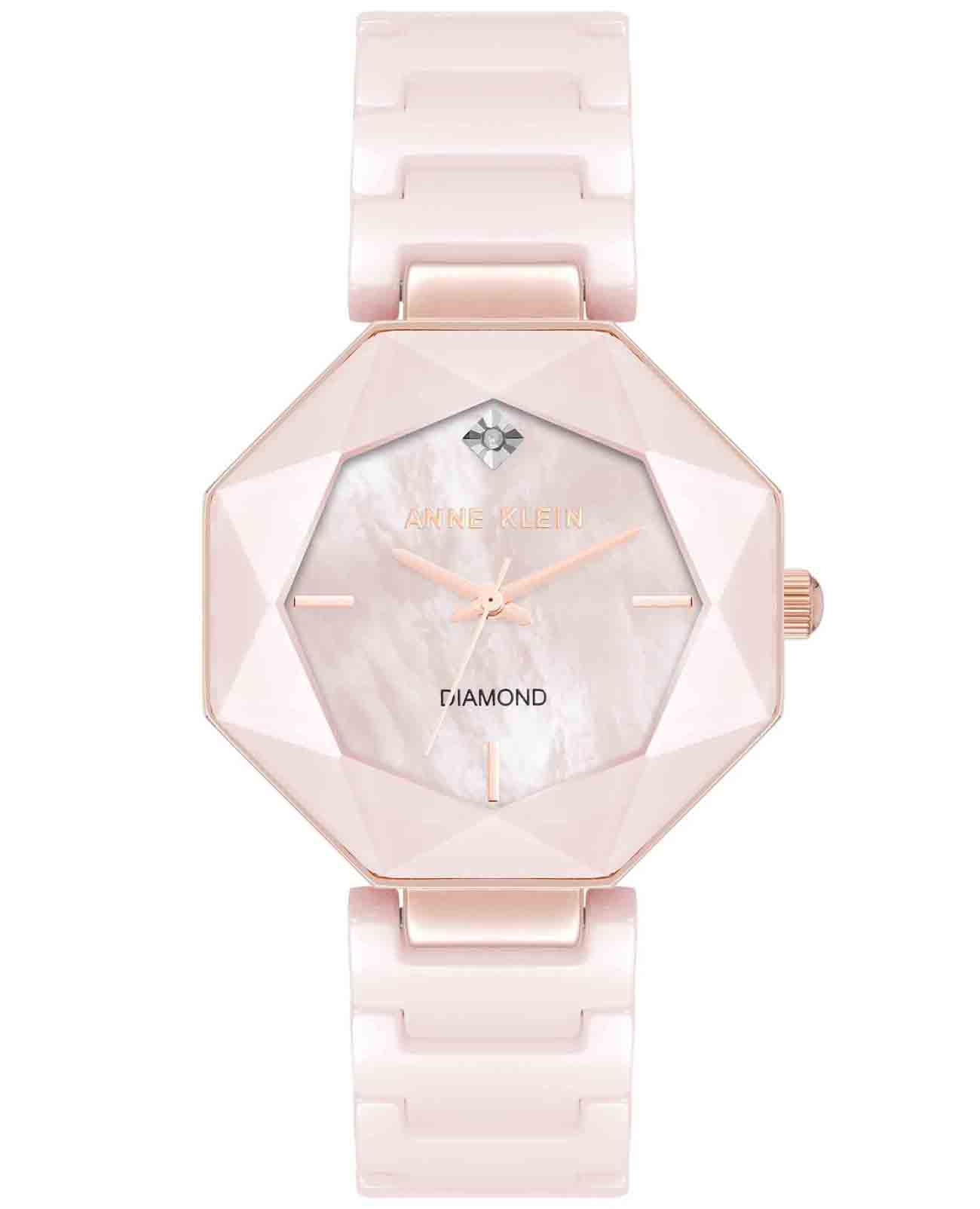 Anne Klein Anne Klein Ceramics 5064RGBH  5064RGBH кварцевые женские часы розовый циферблат, браслет керамика — вид спереди