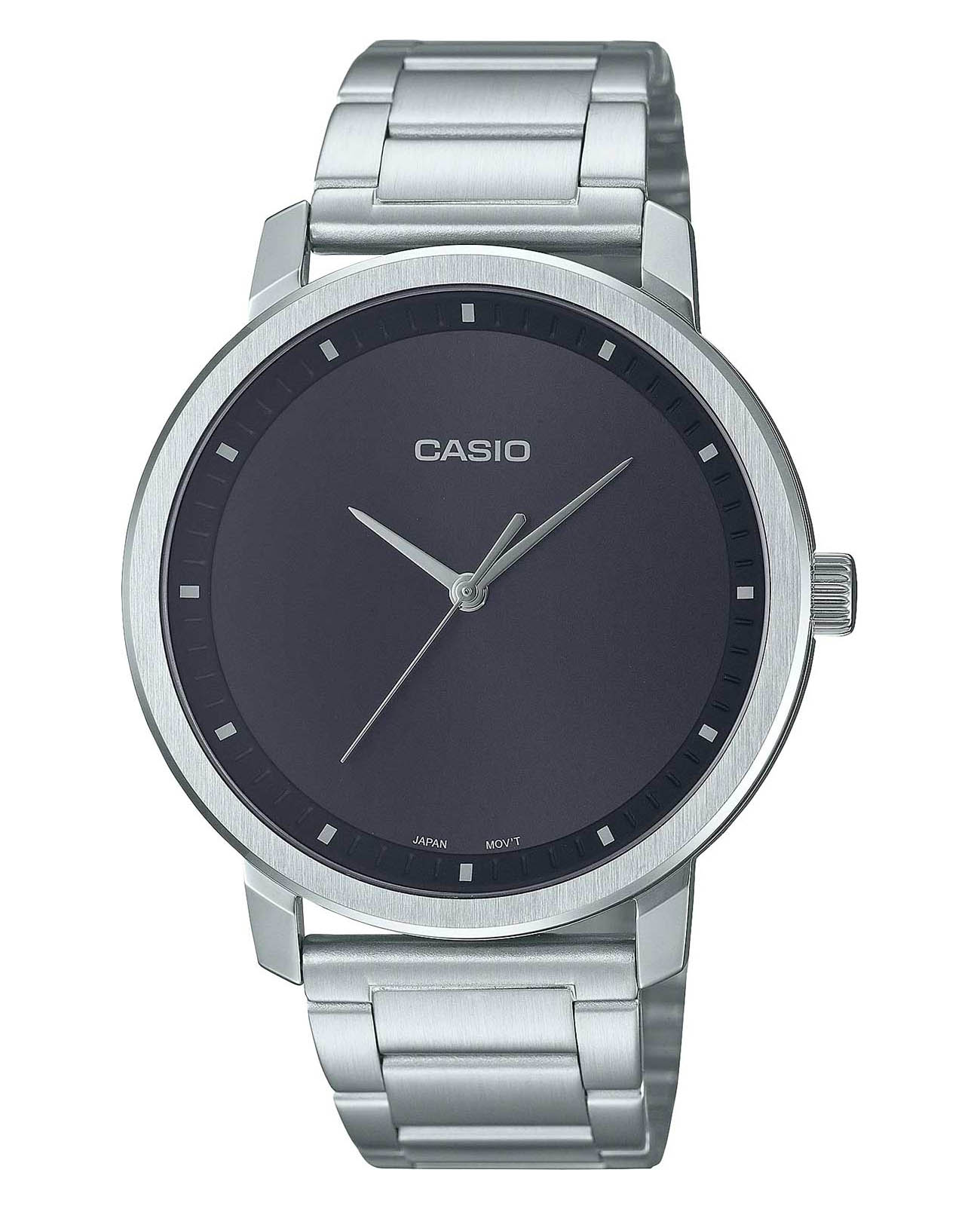 Casio Casio Collection MTP-B115D-1E  MTP-B115D-1E кварцевые мужские часы черный циферблат, браслет нержавеющая сталь — вид спереди