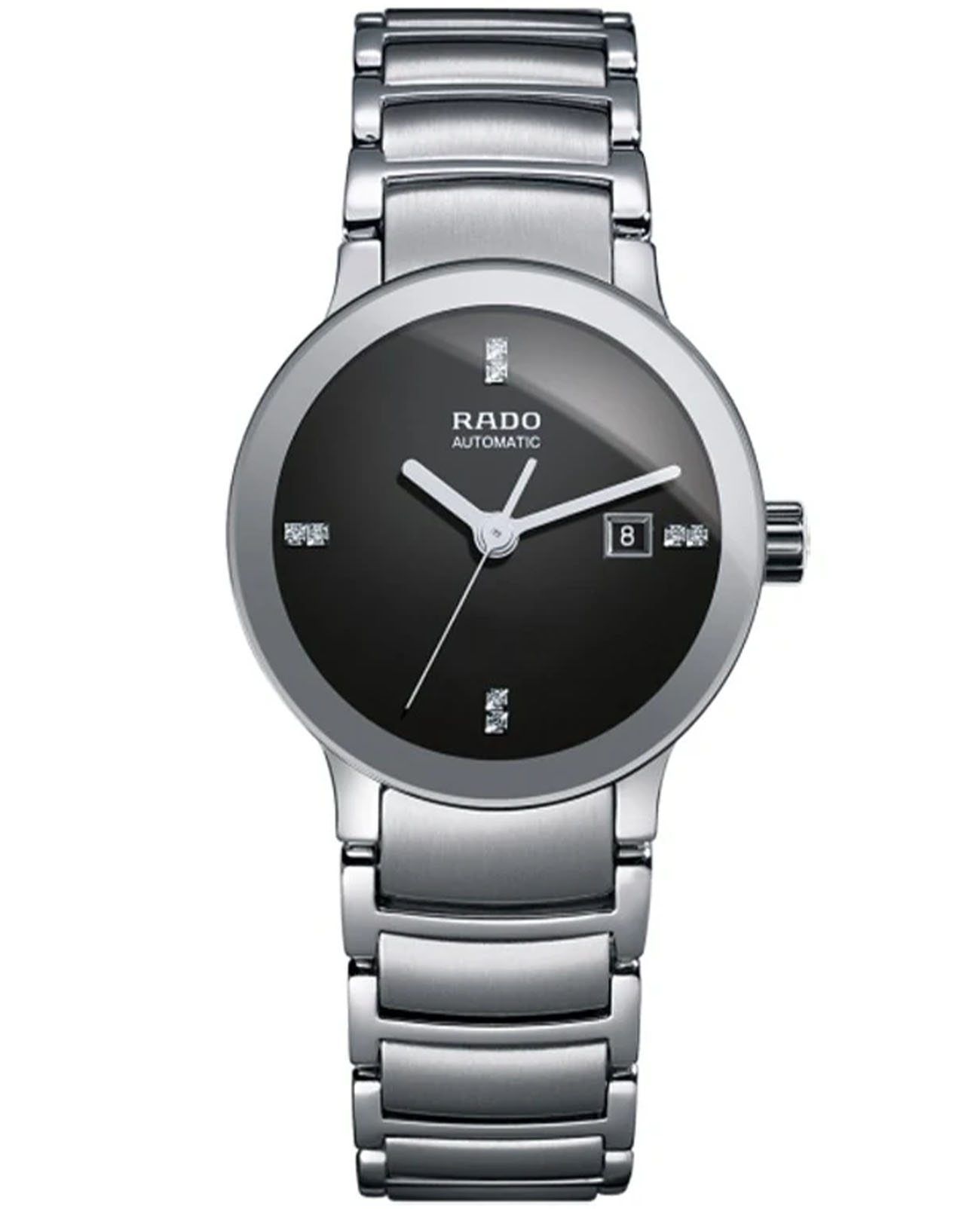 Rado Rado Centrix Diamonds R30940703 Automatic R30940703 механические женские часы черный циферблат, браслет нержавеющая сталь — вид спереди