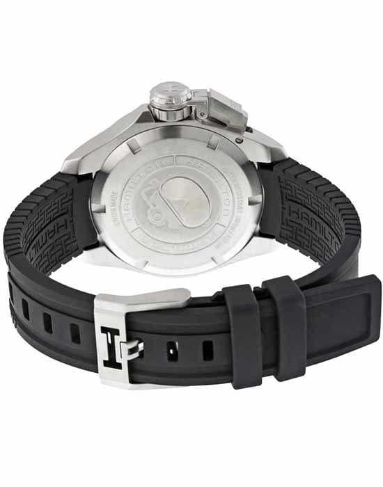 Hamilton Hamilton Khaki Navy Frogman H77605335 механические мужские часы часы крупный план черный циферблата