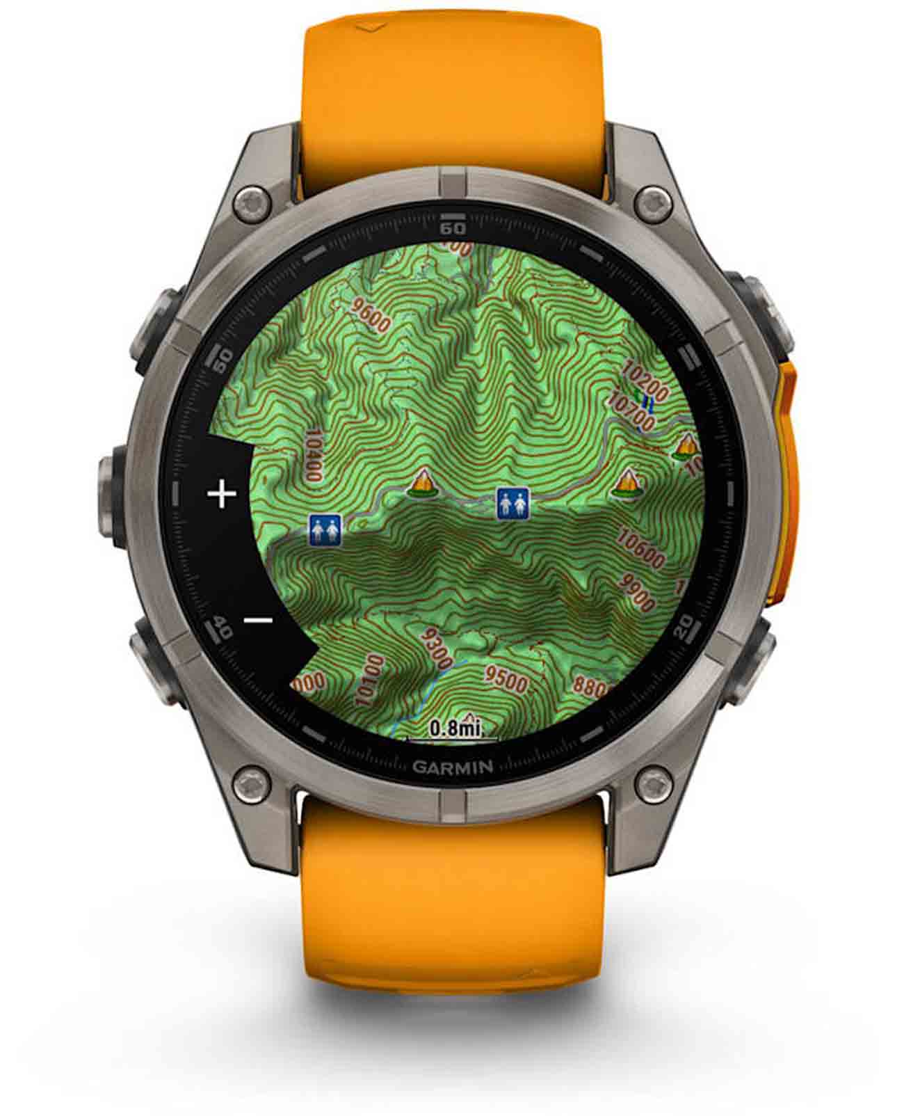 Garmin Garmin Fenix 8 47mm Amoled Sapphire Titanium Orange 010-02904-11 мужские часы  циферблат на запястье