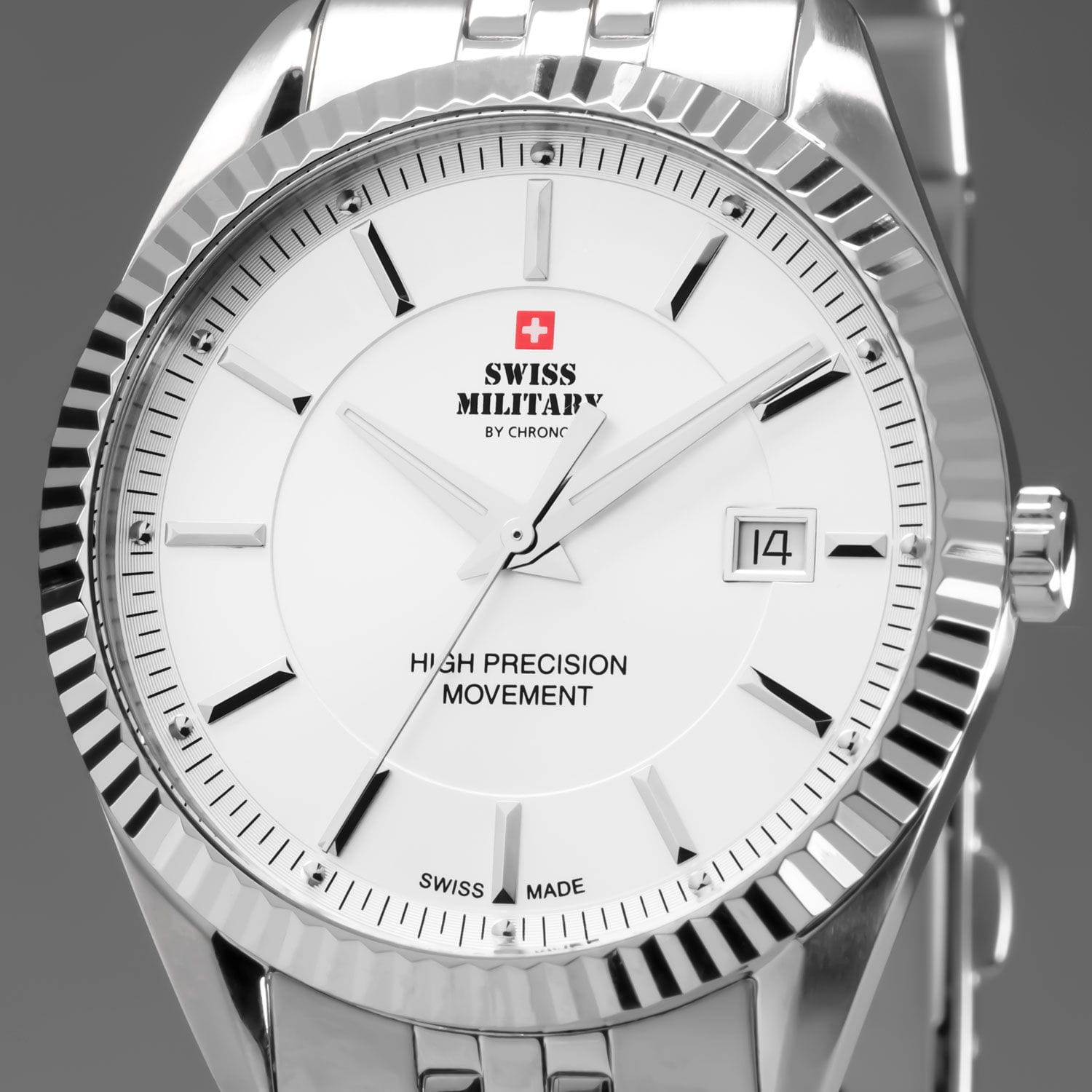 Swiss Military by Chrono Swiss Military by Chrono Сверхточные SM34065.02,  швейцария мужские часы на браслете нержавеющая сталь боковой вид