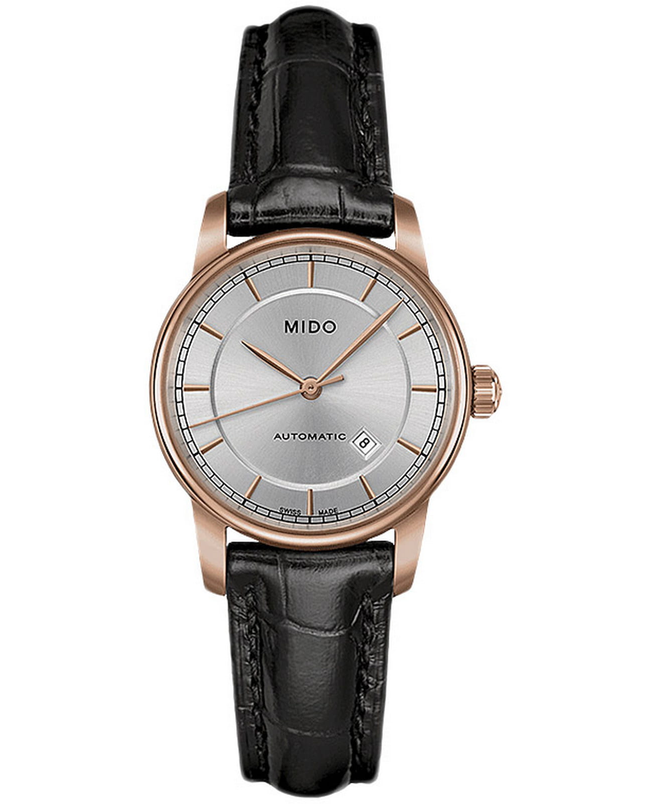 Mido Mido Baroncelli M7600.3.10.4  M76003104 механические женские часы  циферблат, браслет кожаный — вид спереди