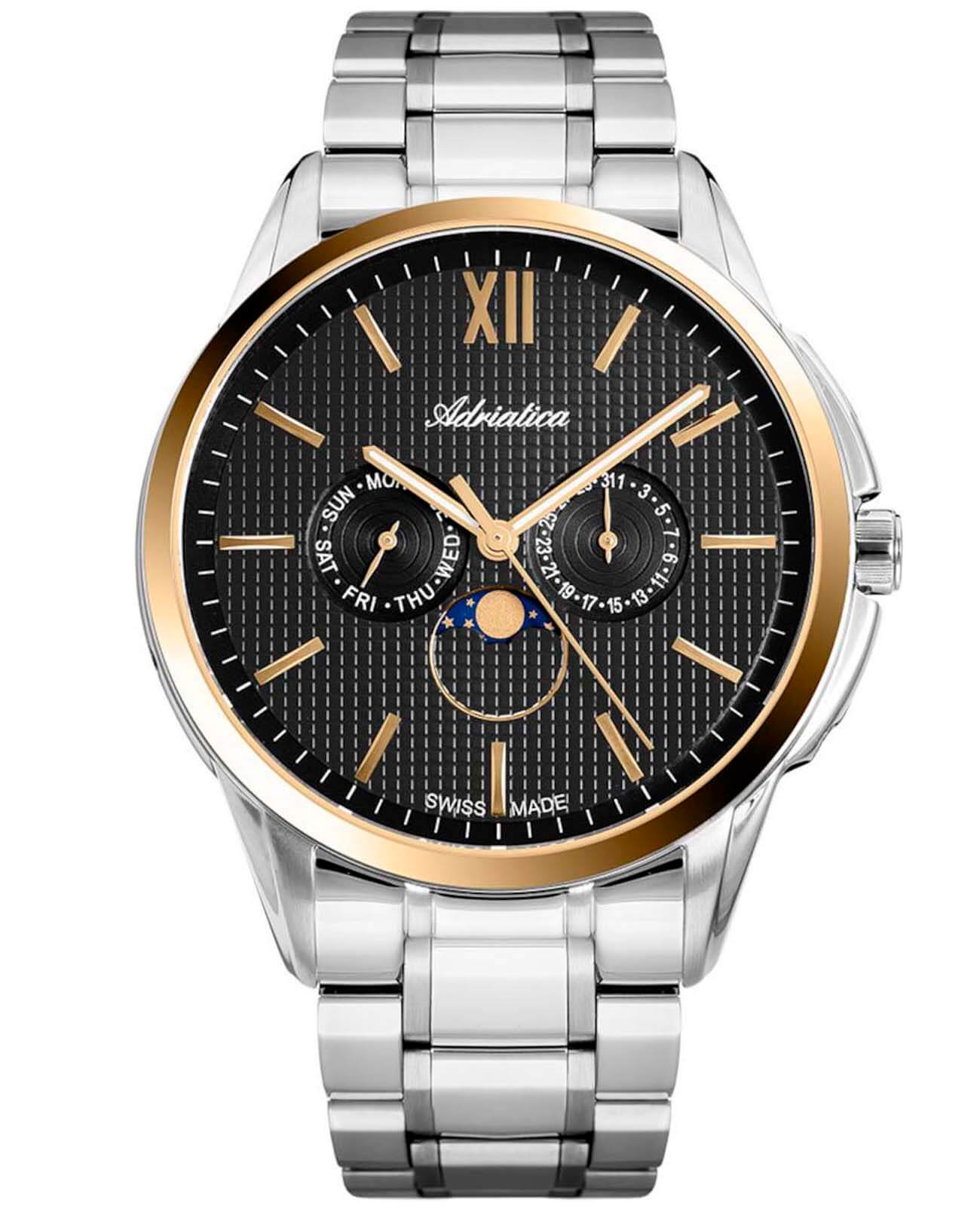 Adriatica Adriatica Essence A8283.2166QF  A8283.2166QF кварцевые мужские часы  циферблат, браслет нержавеющая сталь — вид спереди