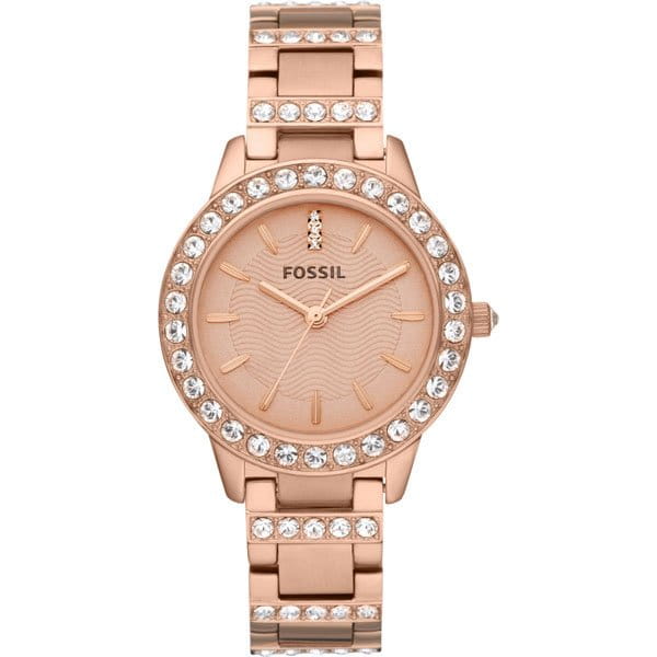 Fossil Fossil Carlie  ES3020  ES3020 кварцевые женские часы розовый циферблат, браслет  — вид спереди