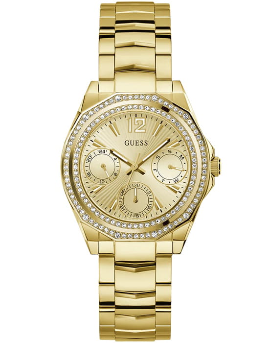 Guess Guess Sport GW0685L2  GW0685L2 кварцевые женские часы золотой циферблат, браслет сталь с ip покрытием — вид спереди