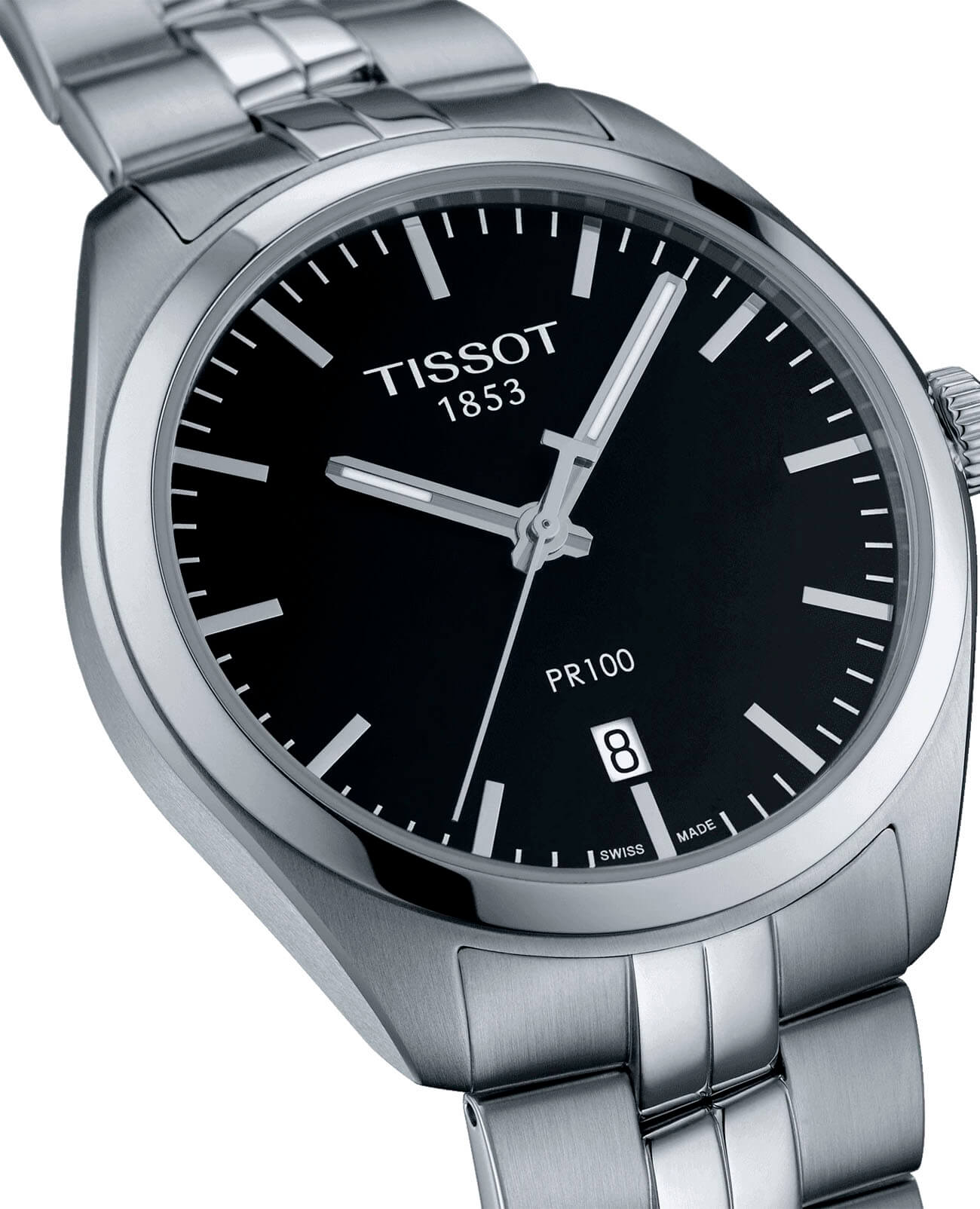 Tissot Tissot PR 100 T101.410.11.051.00, t-classic швейцария мужские часы на браслете нержавеющая сталь боковой вид