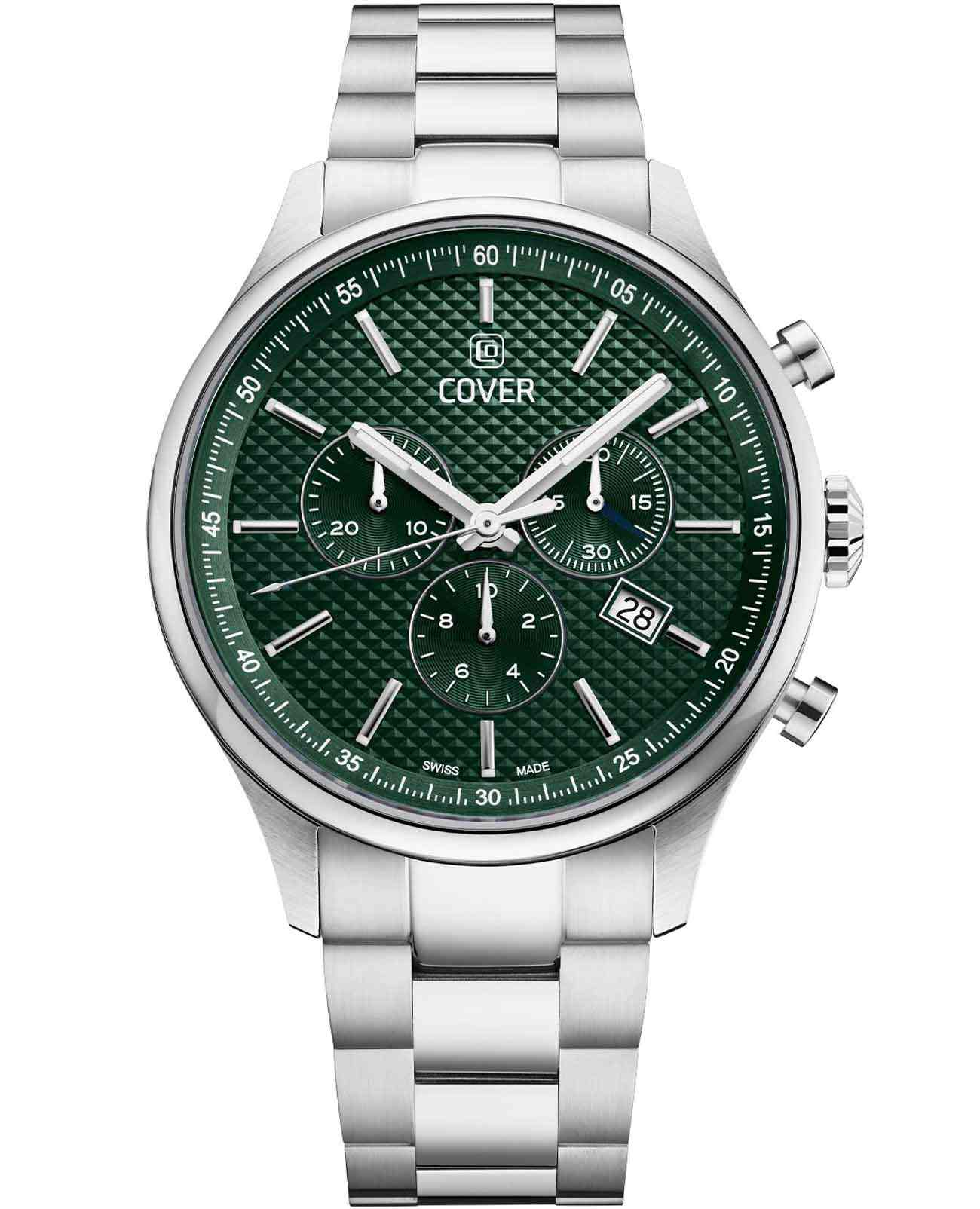 Cover Cover Chapman Chrono II CO220.04  CO220.04 кварцевые мужские часы зеленый циферблат, браслет нержавеющая сталь — вид спереди