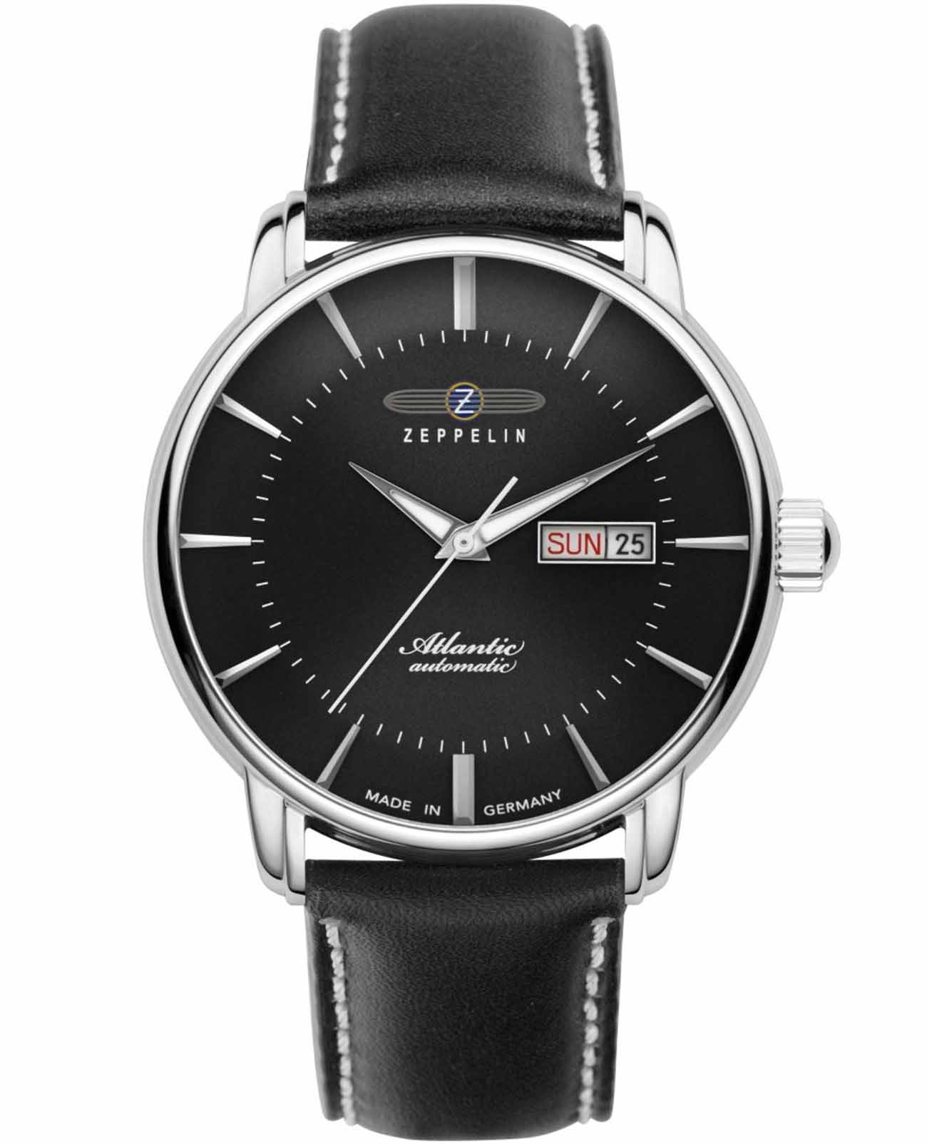 Zeppelin Zeppelin Atlantic 84662  84662 механические мужские часы черный циферблат, браслет кожаный — вид спереди