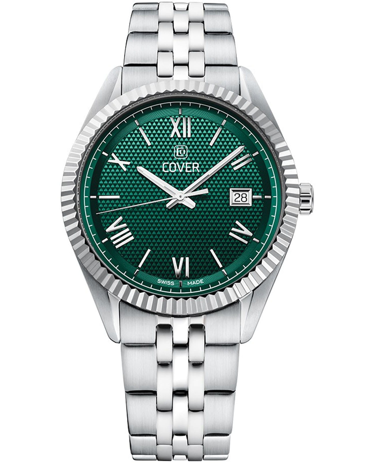 Cover Cover Alston CO216.04  CO216.04 кварцевые мужские часы зеленый циферблат, браслет нержавеющая сталь — вид спереди
