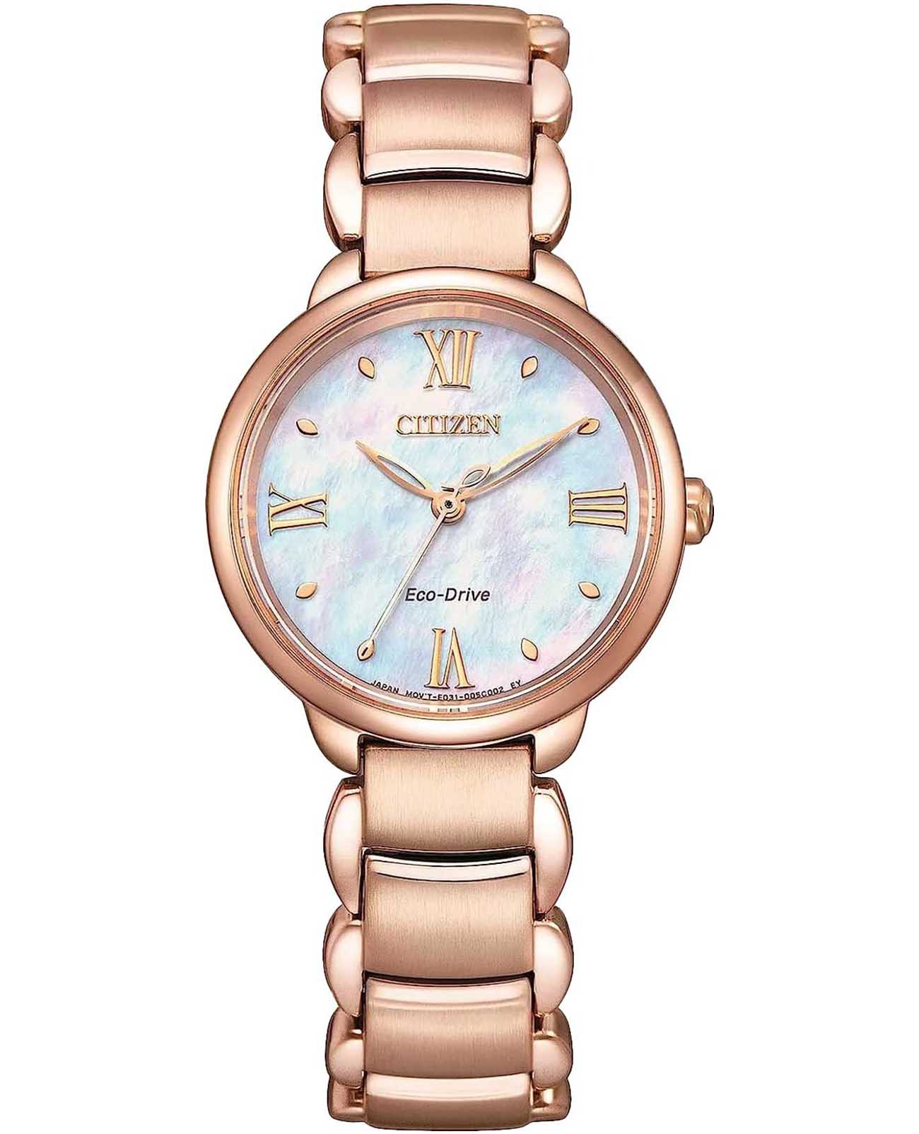 Citizen Citizen Citizen L EM0928-84D  EM0928-84D кварцевые женские часы перламутровый циферблат, браслет нержавеющая сталь с ip-покрытием — вид спереди
