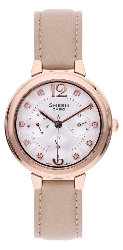 Casio Casio Sheen SHE-3048PGL-7BUER  — детали корпуса и кожаный