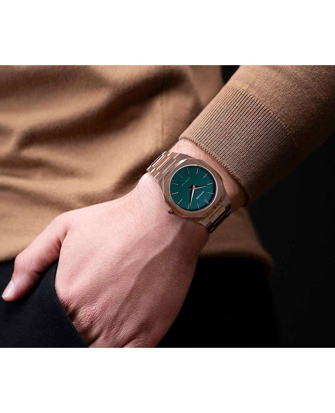 D1 Milano D1 Milano Ultra Thin UTBU02 мужские часы зеленый циферблат на запястье