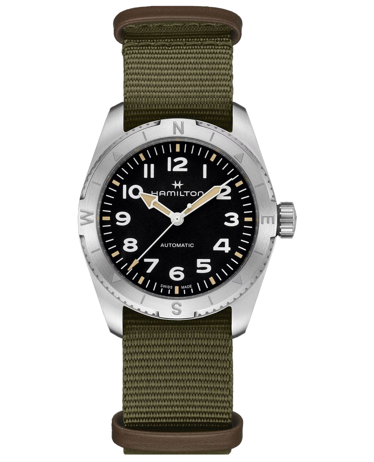 Hamilton Hamilton Khaki Field Expedition Auto H70225931  H70225931 механические женские часы черный циферблат, браслет тканевый — вид спереди