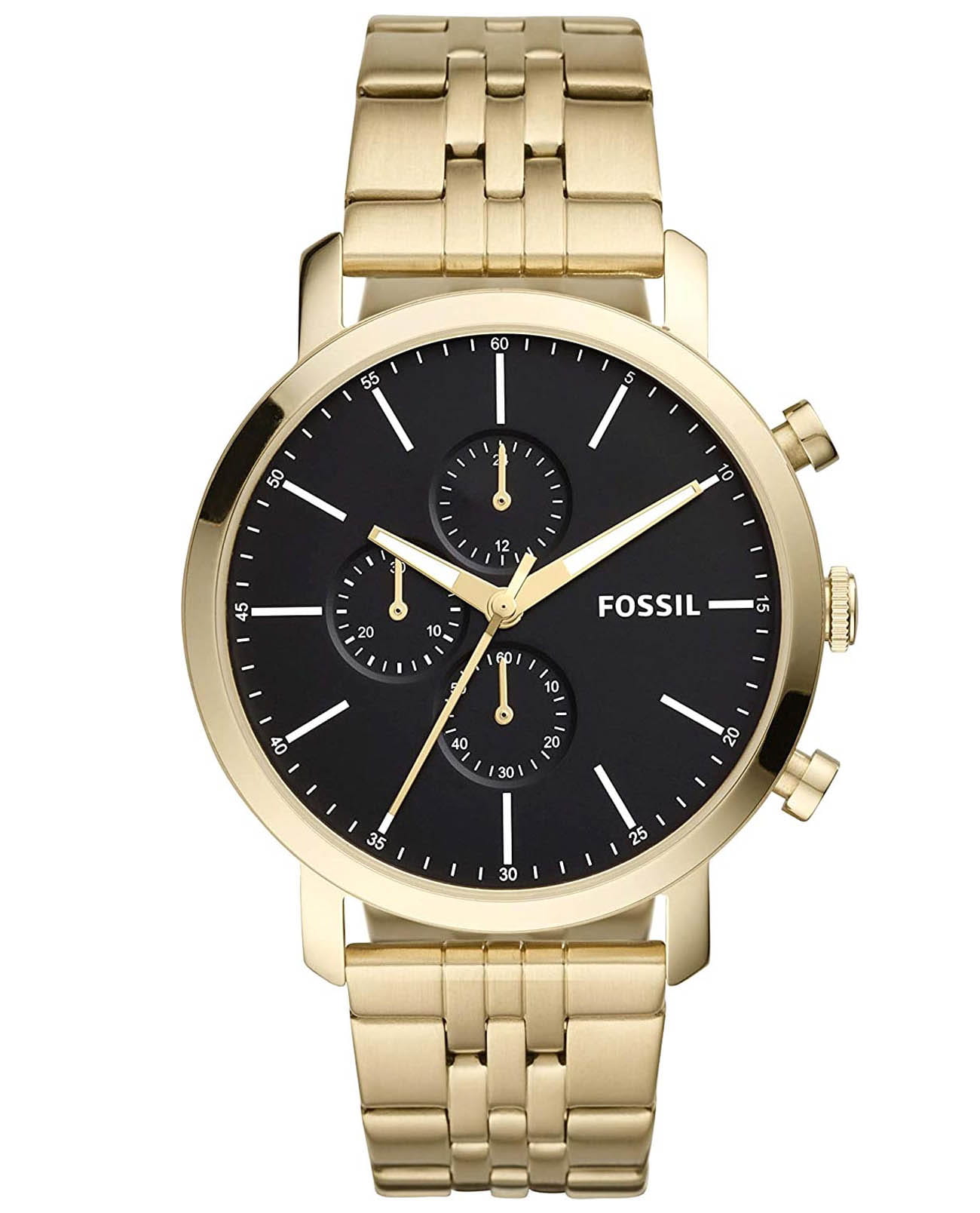 Fossil Fossil FB-01  BQ2329  BQ2329 кварцевые мужские часы черный циферблат, браслет сталь с ip покрытием — вид спереди