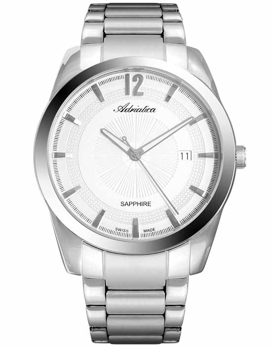 Adriatica Adriatica Premiere A8301.5153Q  A8301.5153Q кварцевые мужские часы белый циферблат, браслет нержавеющая сталь — вид спереди