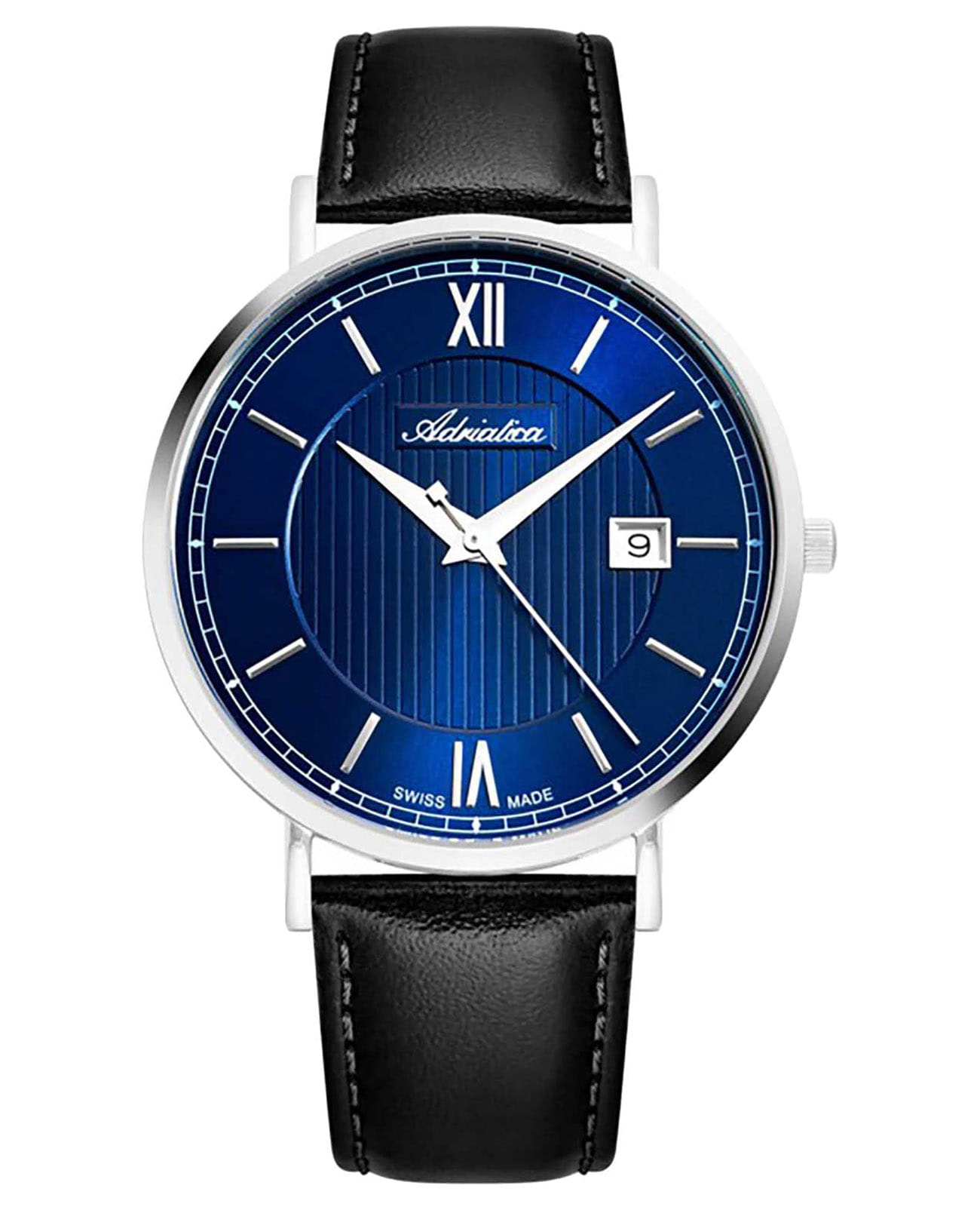 Adriatica Adriatica Pairs A1294.5265Q  A1294.5265Q кварцевые мужские часы синий циферблат, браслет кожаный — вид спереди